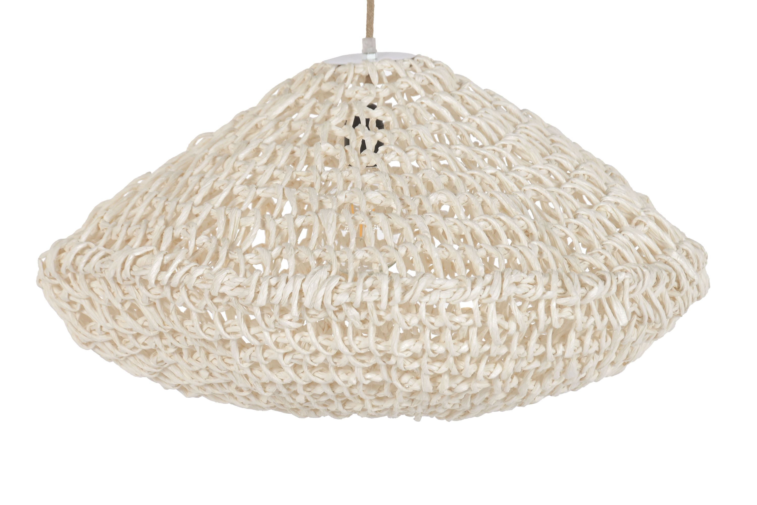 LAMPARA TECHO FIBRA 65X65X35 TRENZADO CRUDO