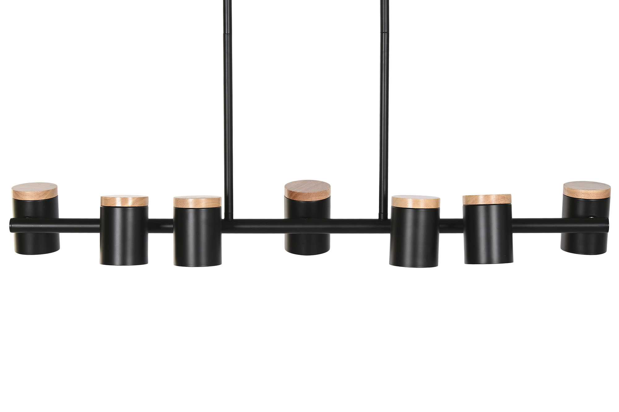 LAMPARA TECHO METAL MADERA 104X18X164 7 FOCOS