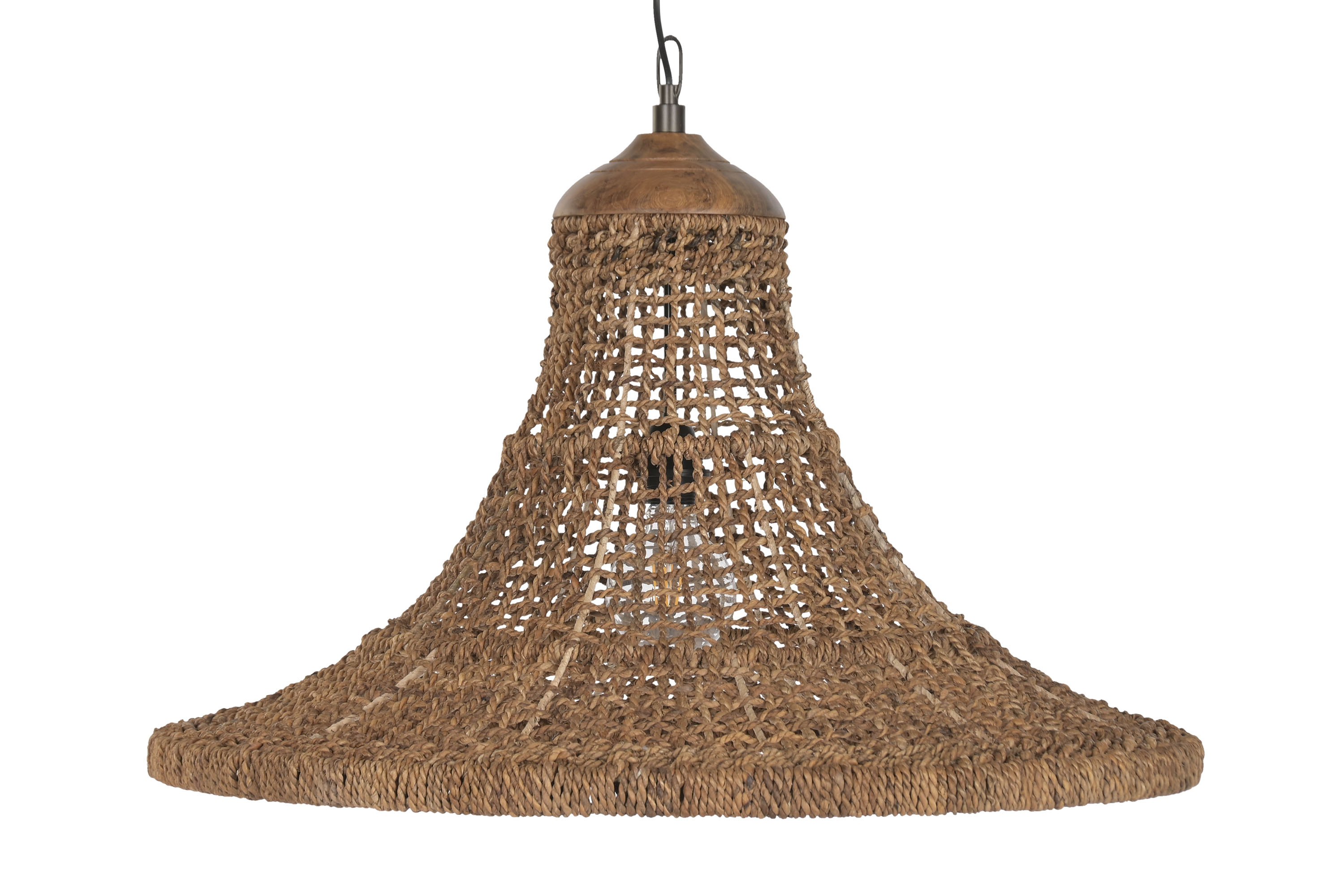 LAMPARA TECHO FIBRA 75X75X55 HECHO A MANO NATURAL