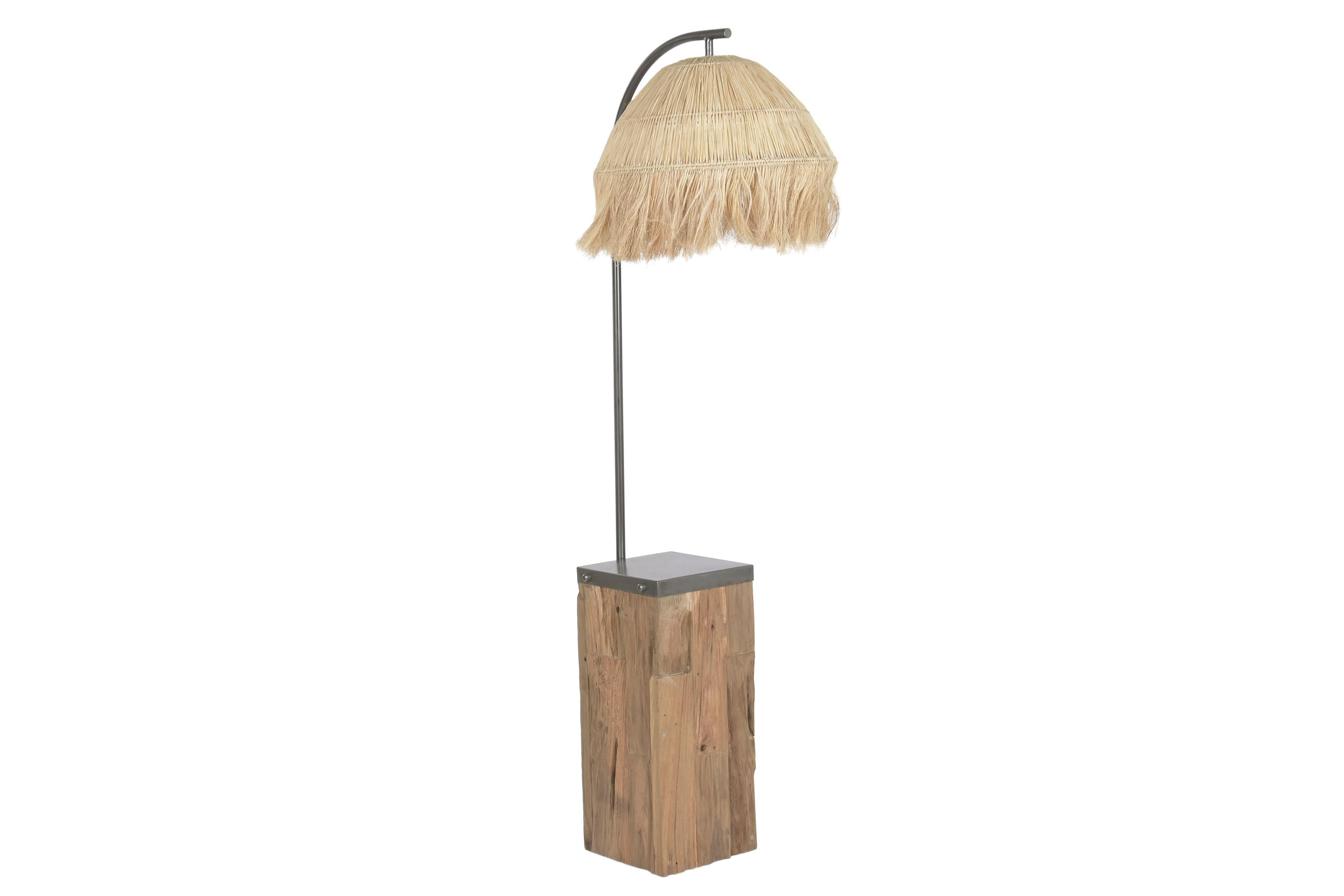LAMPARA PIE TECA HIERRO 57X55X160 HECHO A MANO