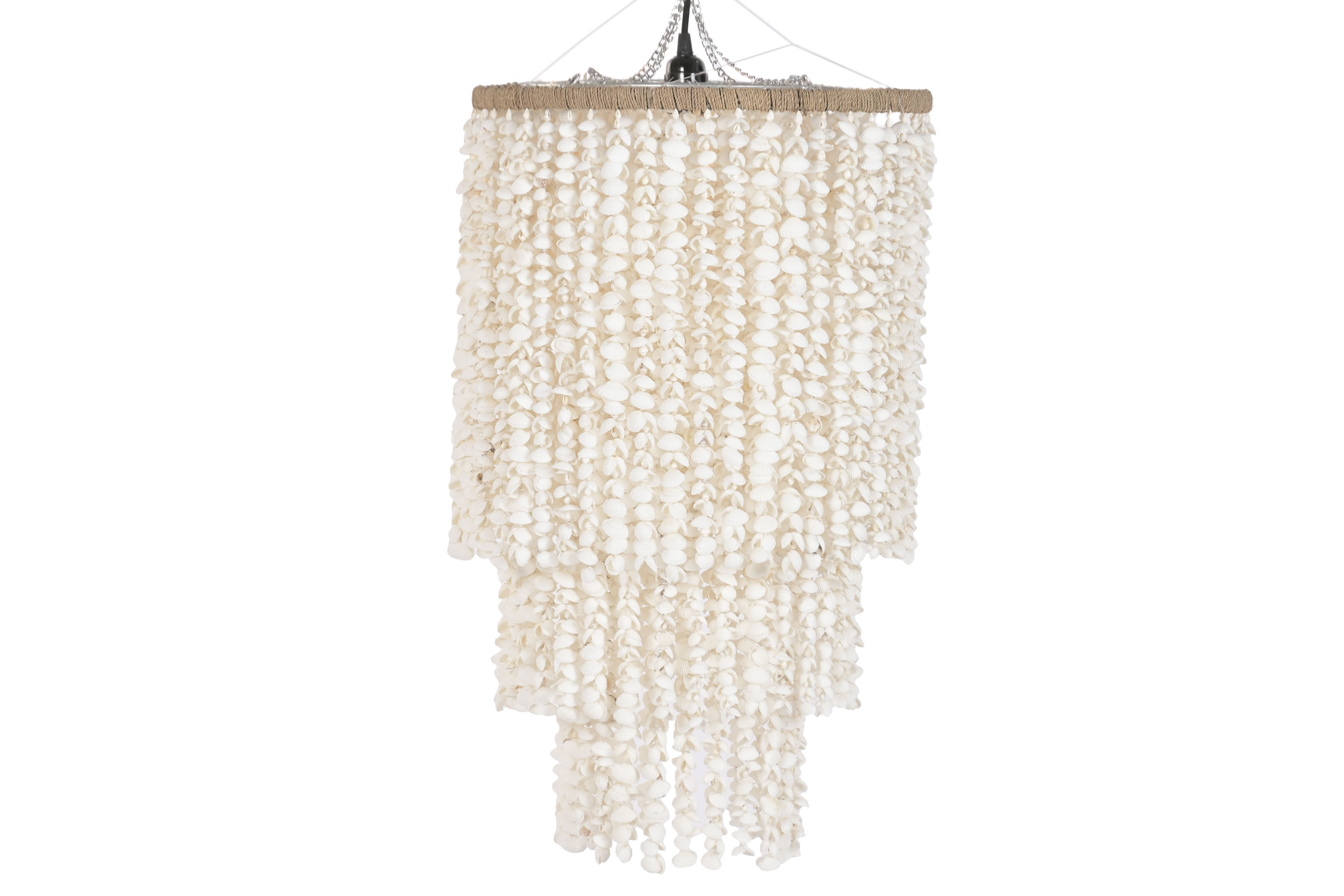 LAMPARA TECHO CONCHAS 50X50X70 HECHO A MANO BLANCO