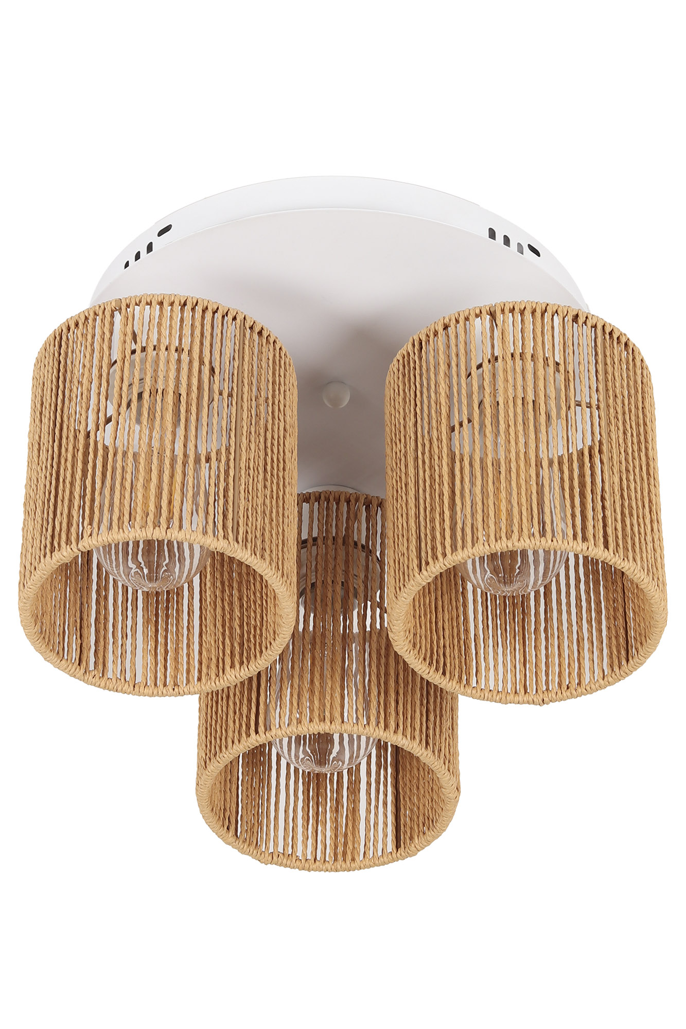 LAMPARA TECHO HIERRO FIBRA 30X30X15 3 FOCOS BLANCO