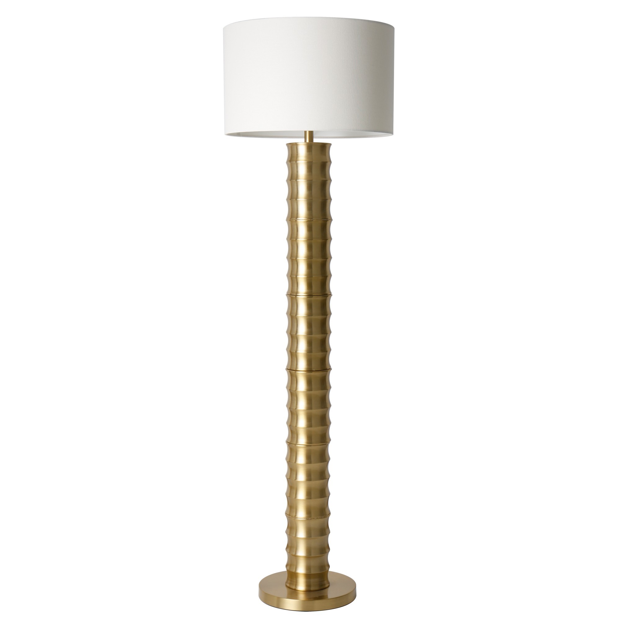 LAMPARA PIE METAL POLIESTER 46X46X158 DORADO