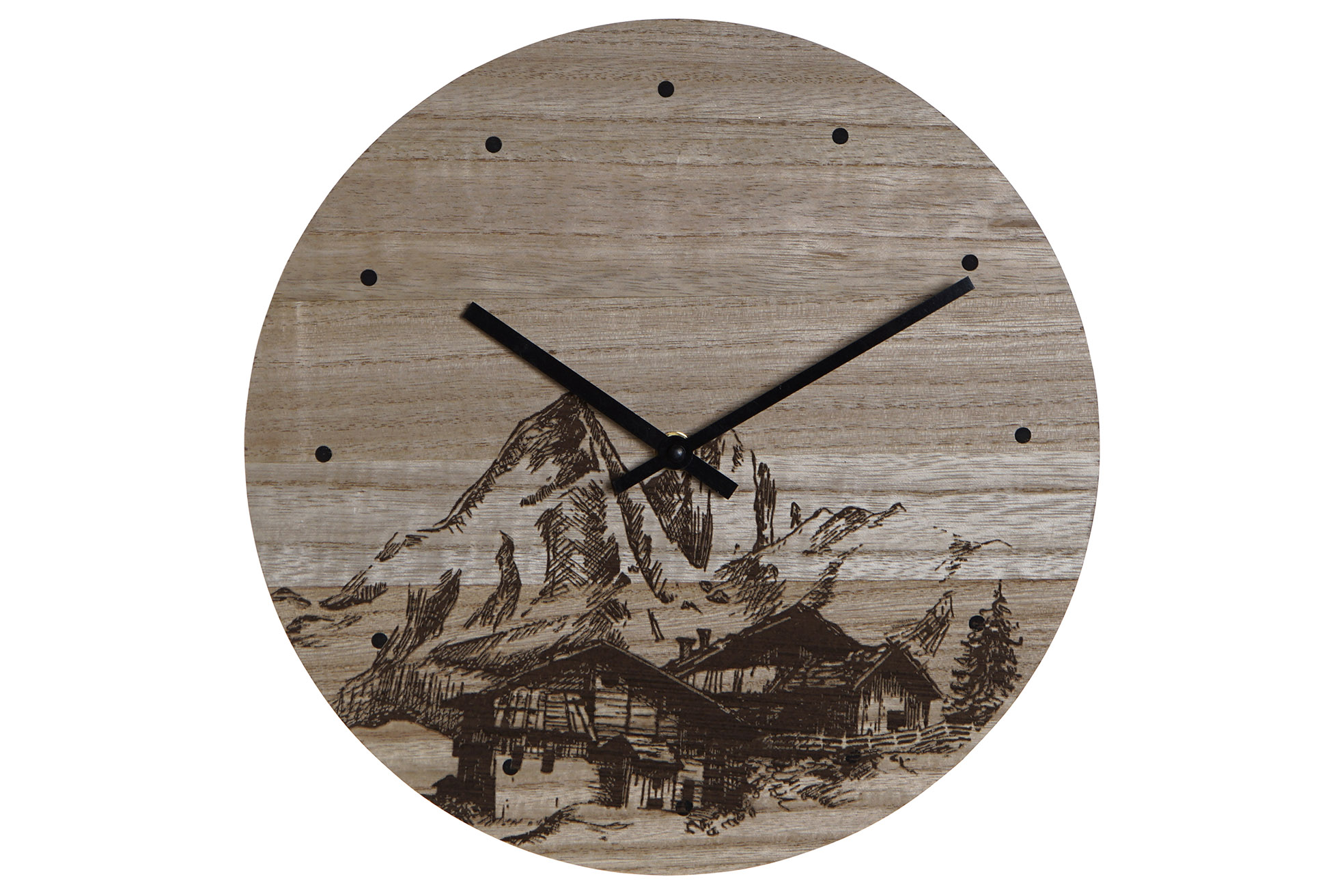 RELOJ PARED MDF 30X30X1,5 MONTAÑA NEGRO