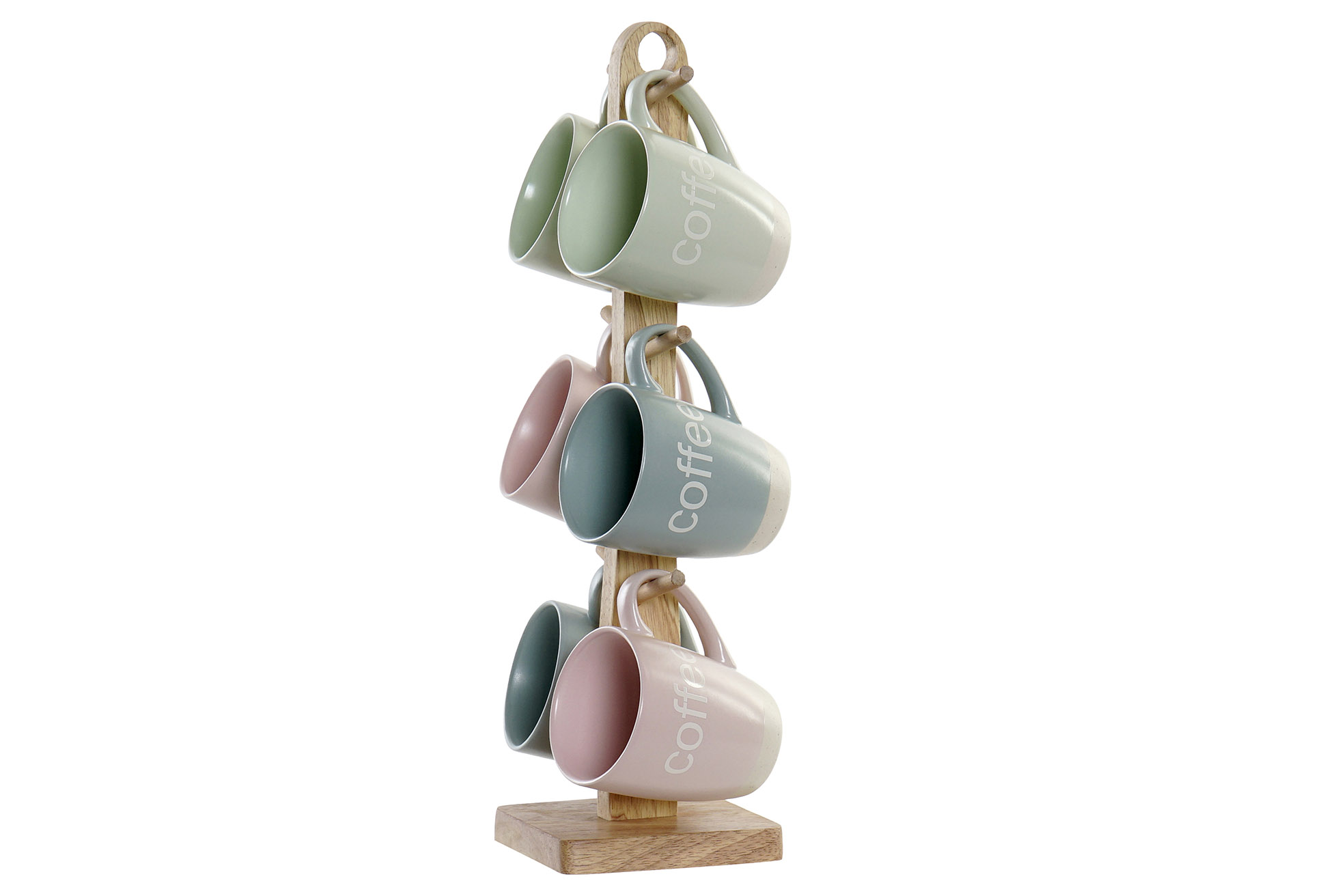 MUG SET 6 GRES RUBBERWOOD ROSA