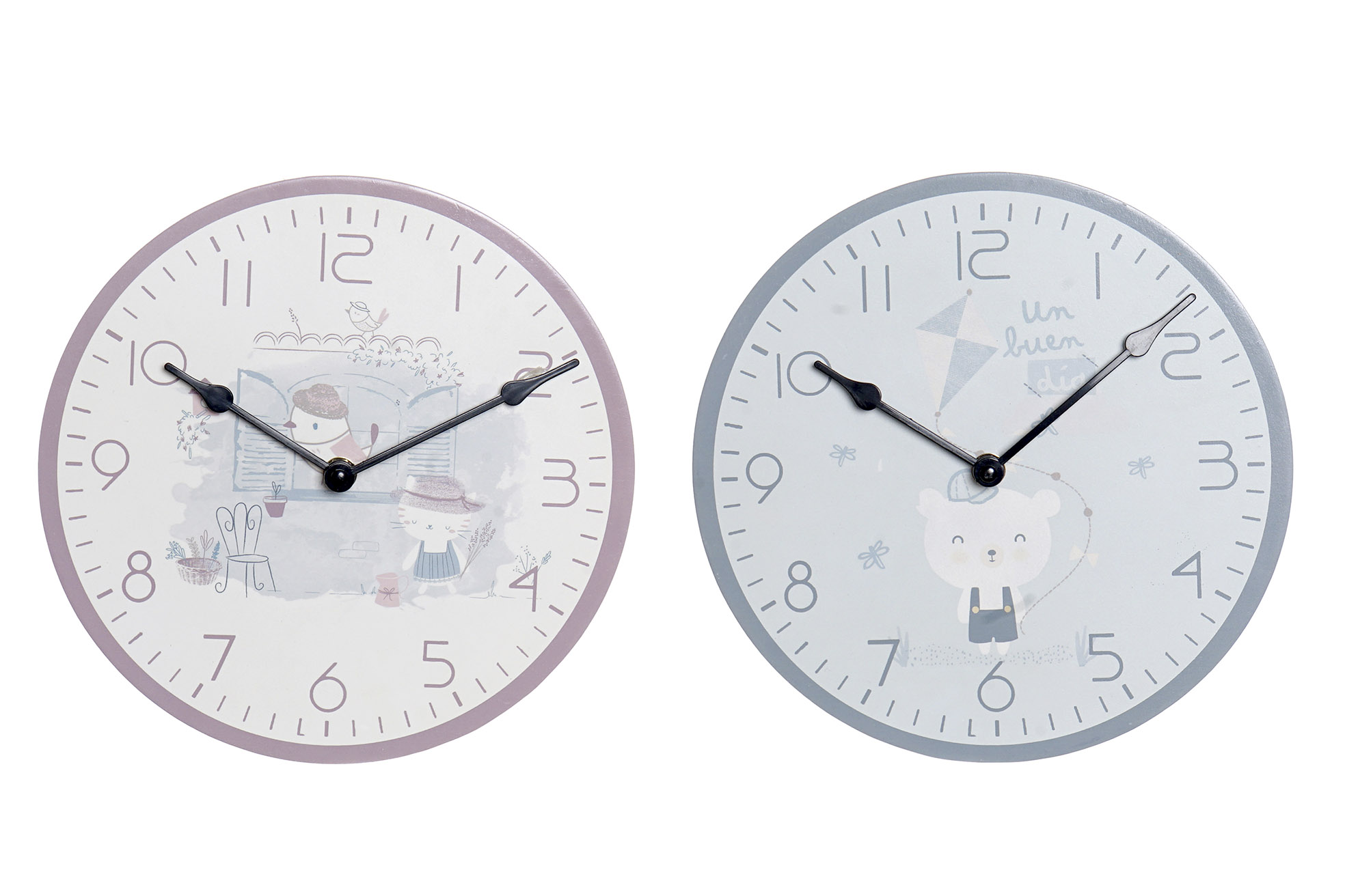 RELOJ MDF PLASTICO 24X3X24 PAJARO 2 SURT.