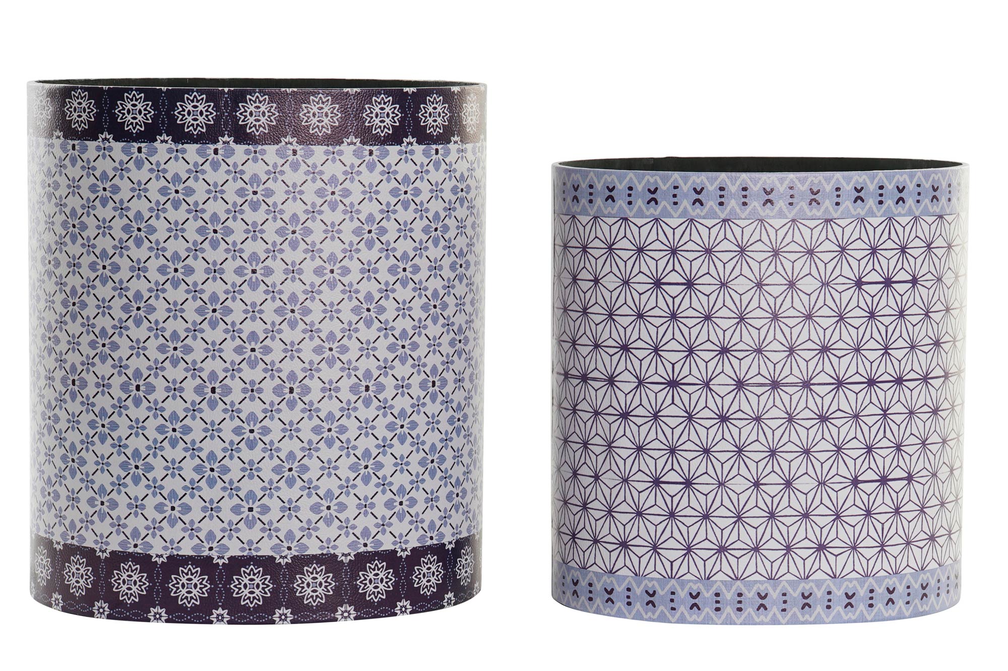 PAPELERA SET 2 LIENZO MADERA 31,5X23X35,3 AZUL