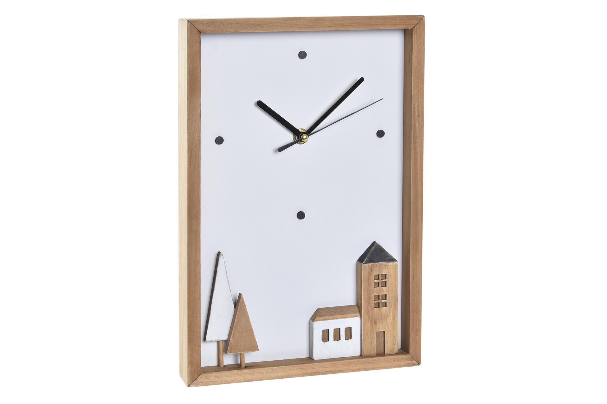 RELOJ PARED MADERA 20X4X30 CASAS BLANCO