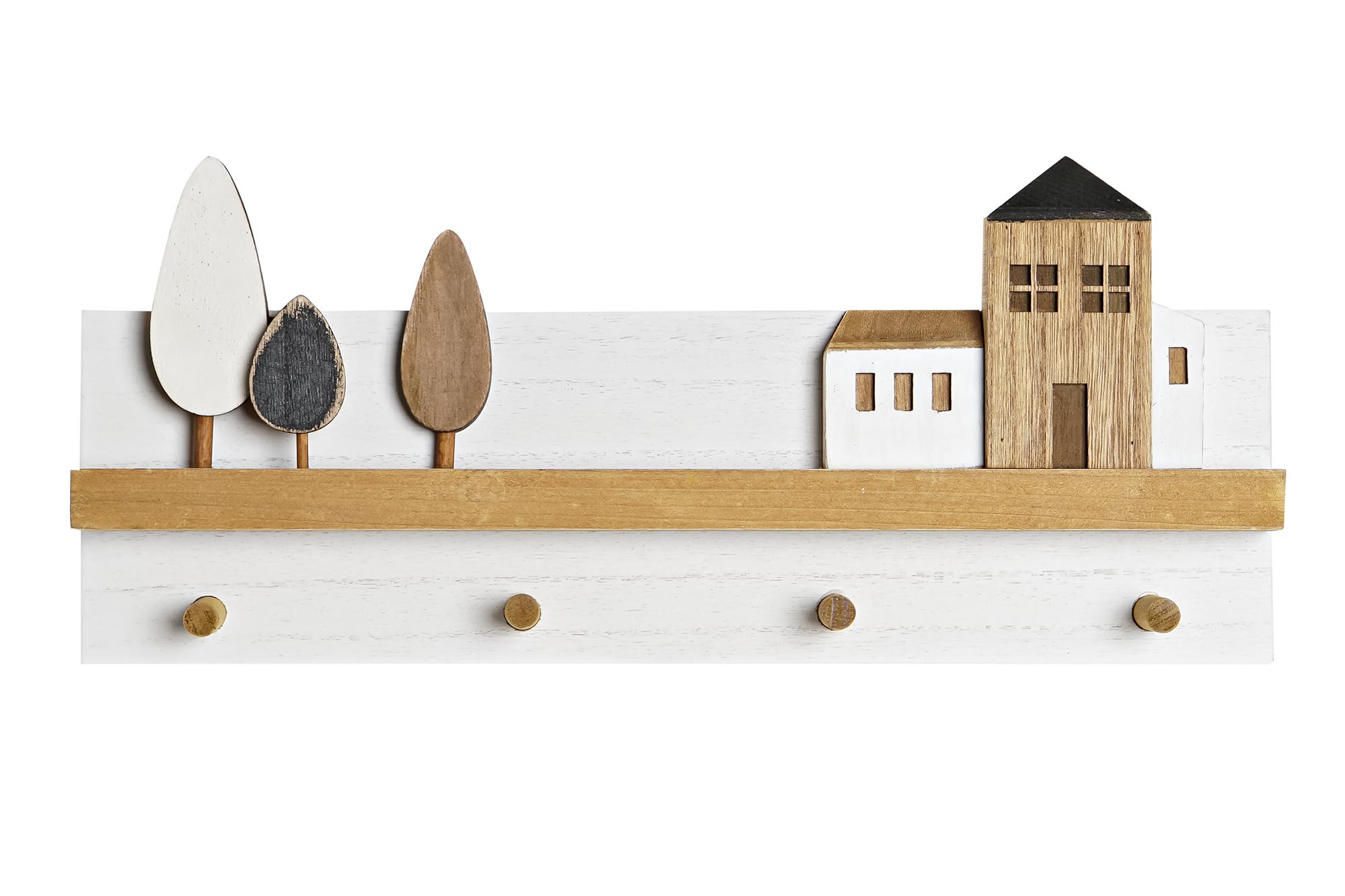 PERCHERO PARED MADERA 40X4X17 CASAS BLANCO