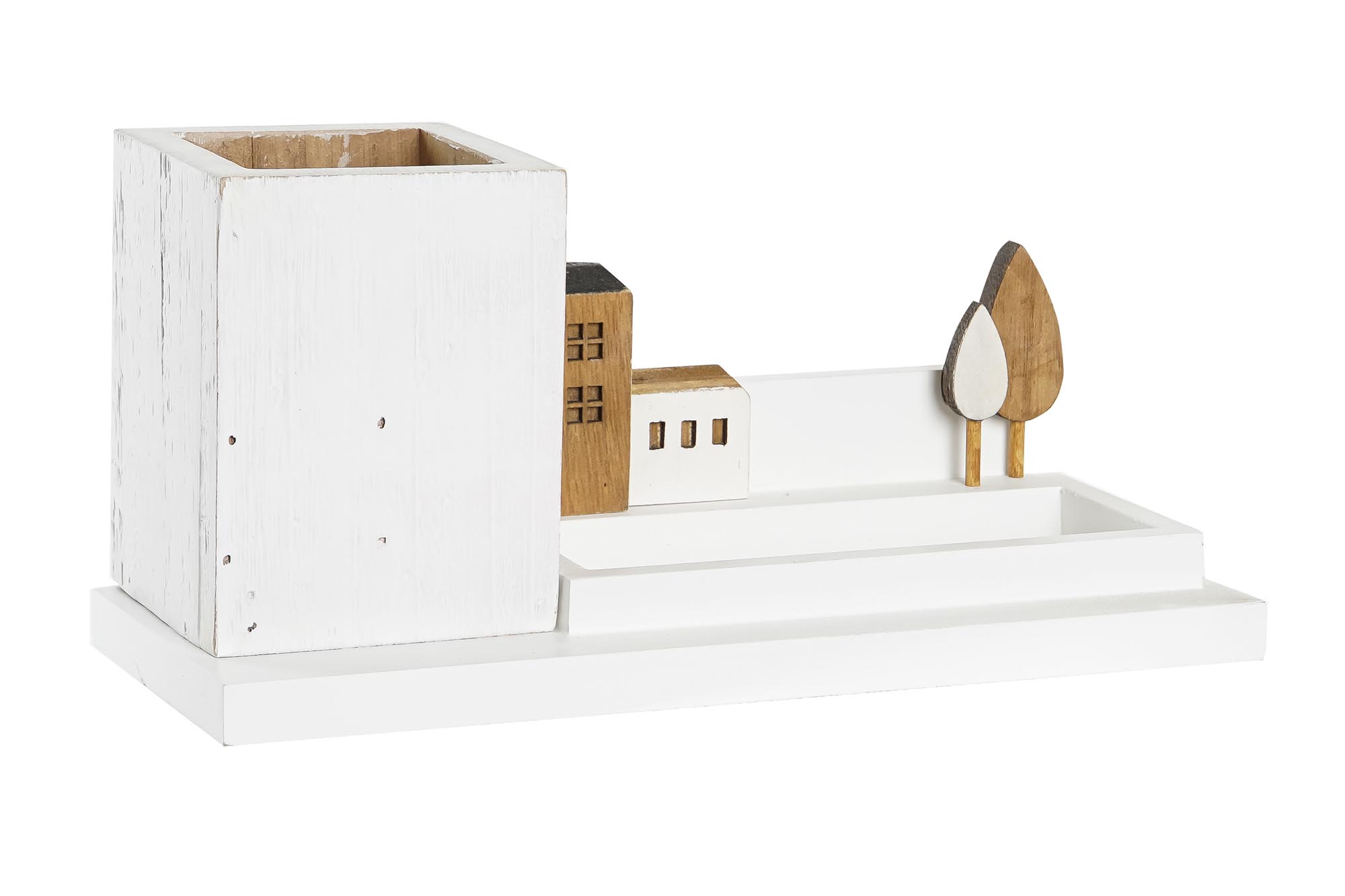 CUBILETE MADERA 28X11X14 CASAS BLANCO