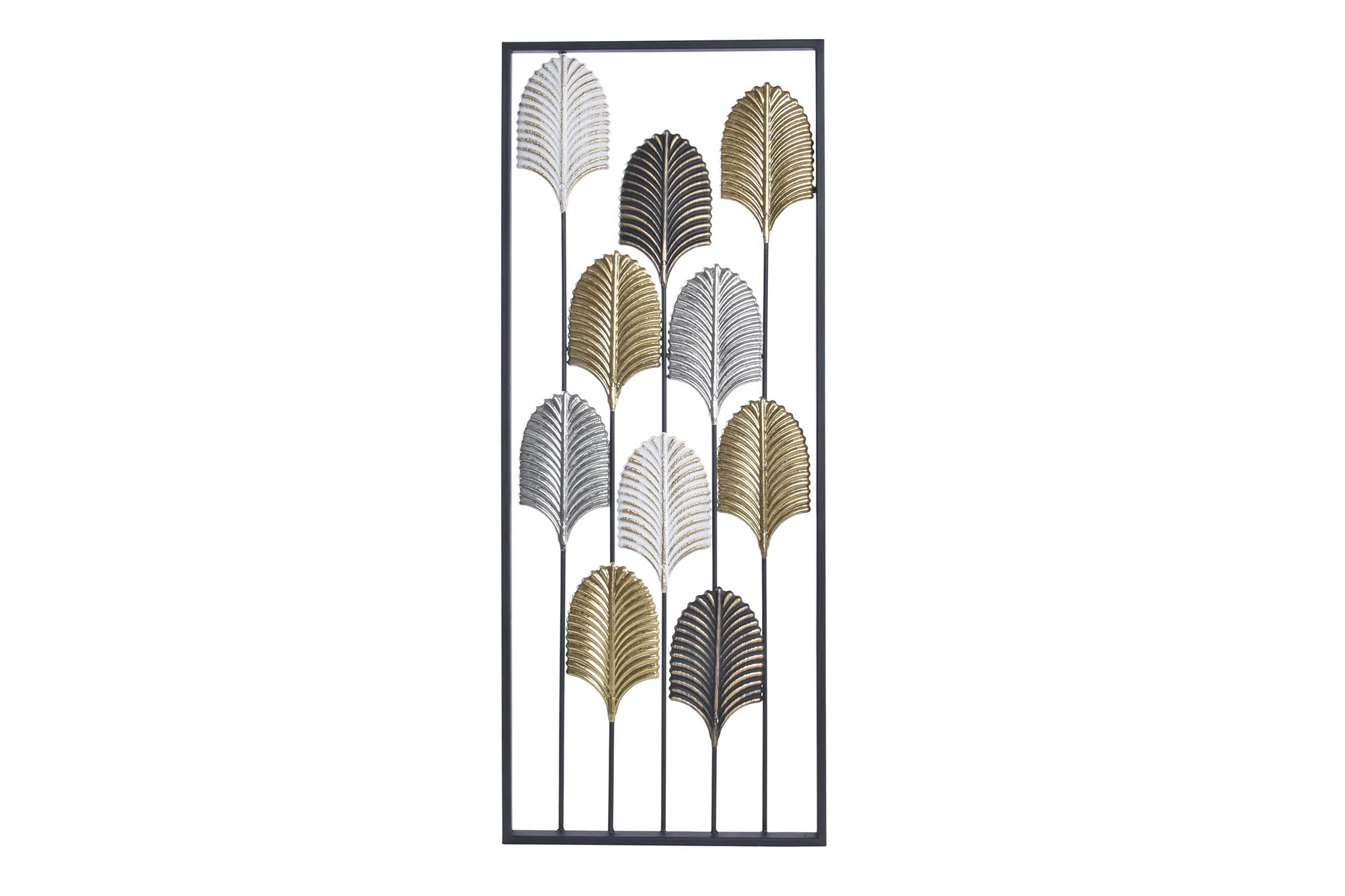 DECORACION PARED METAL 35X2X90 HOJAS NEGRO