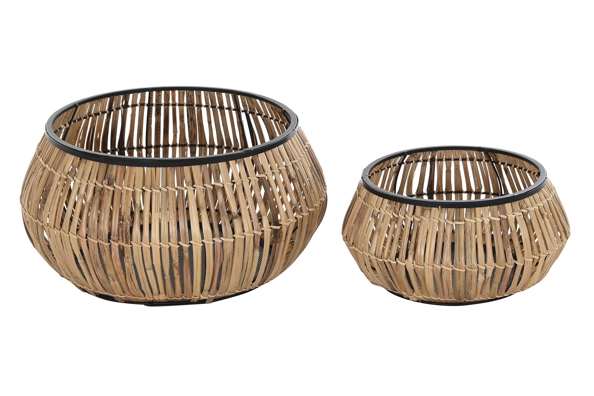 MACETERO SET 2 RATAN METAL 50X50X25,4 NATURAL