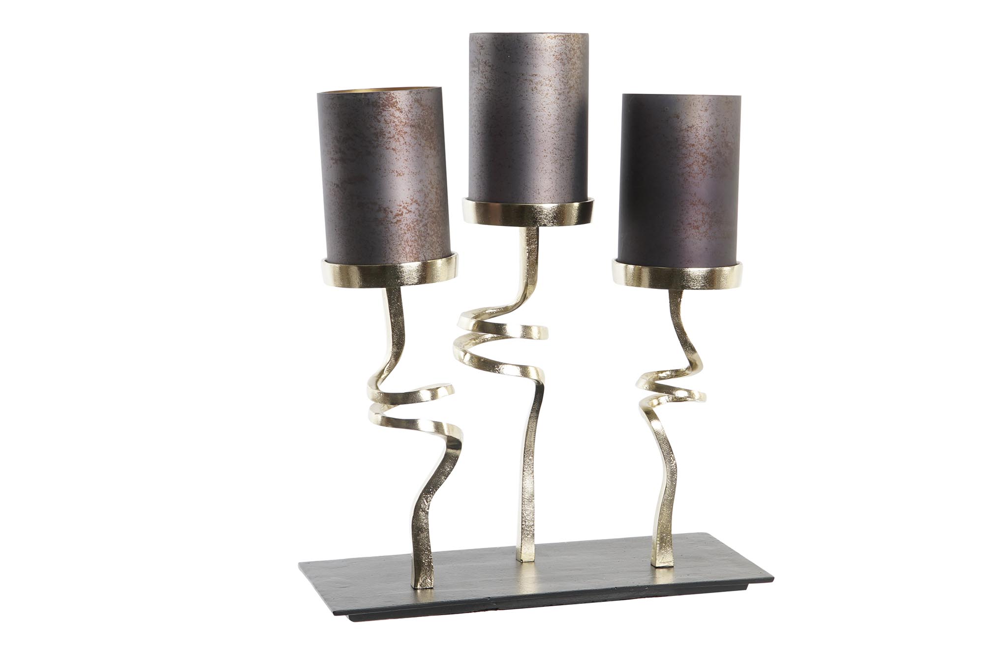 PORTAVELA CRISTAL ALUMINIO 37X16X47 3 VELAS GRIS