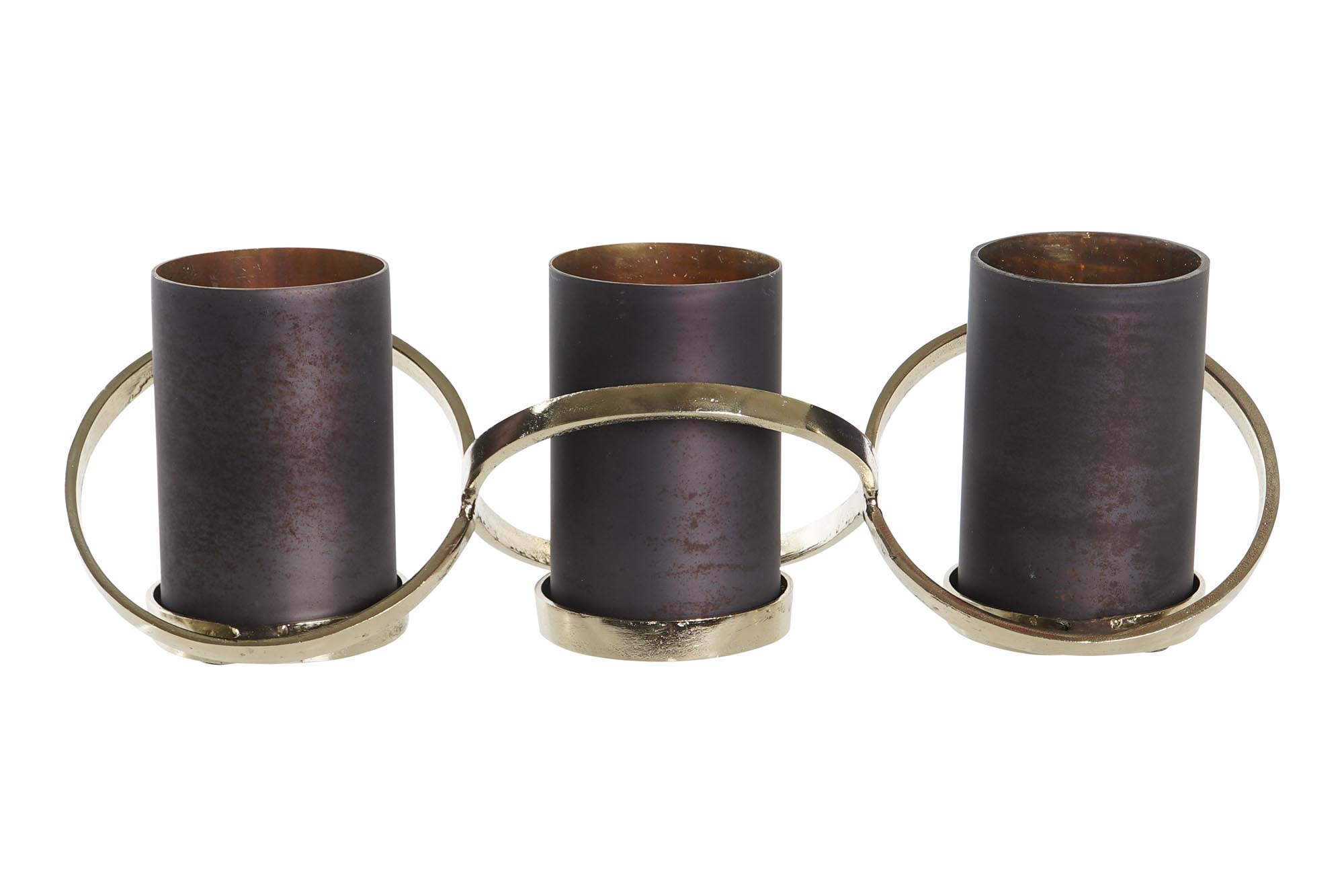 PORTAVELA CRISTAL ALUMINIO 52X15X16,5 3 VELAS GRIS