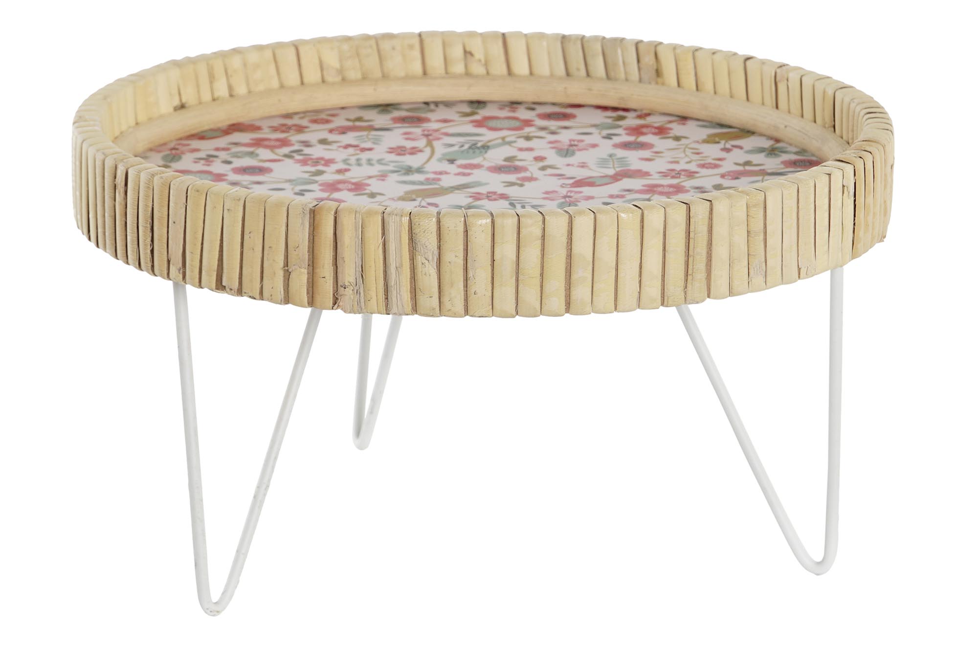 BANDEJA DECORACION MDF METAL 26X26X14,5 NATURAL