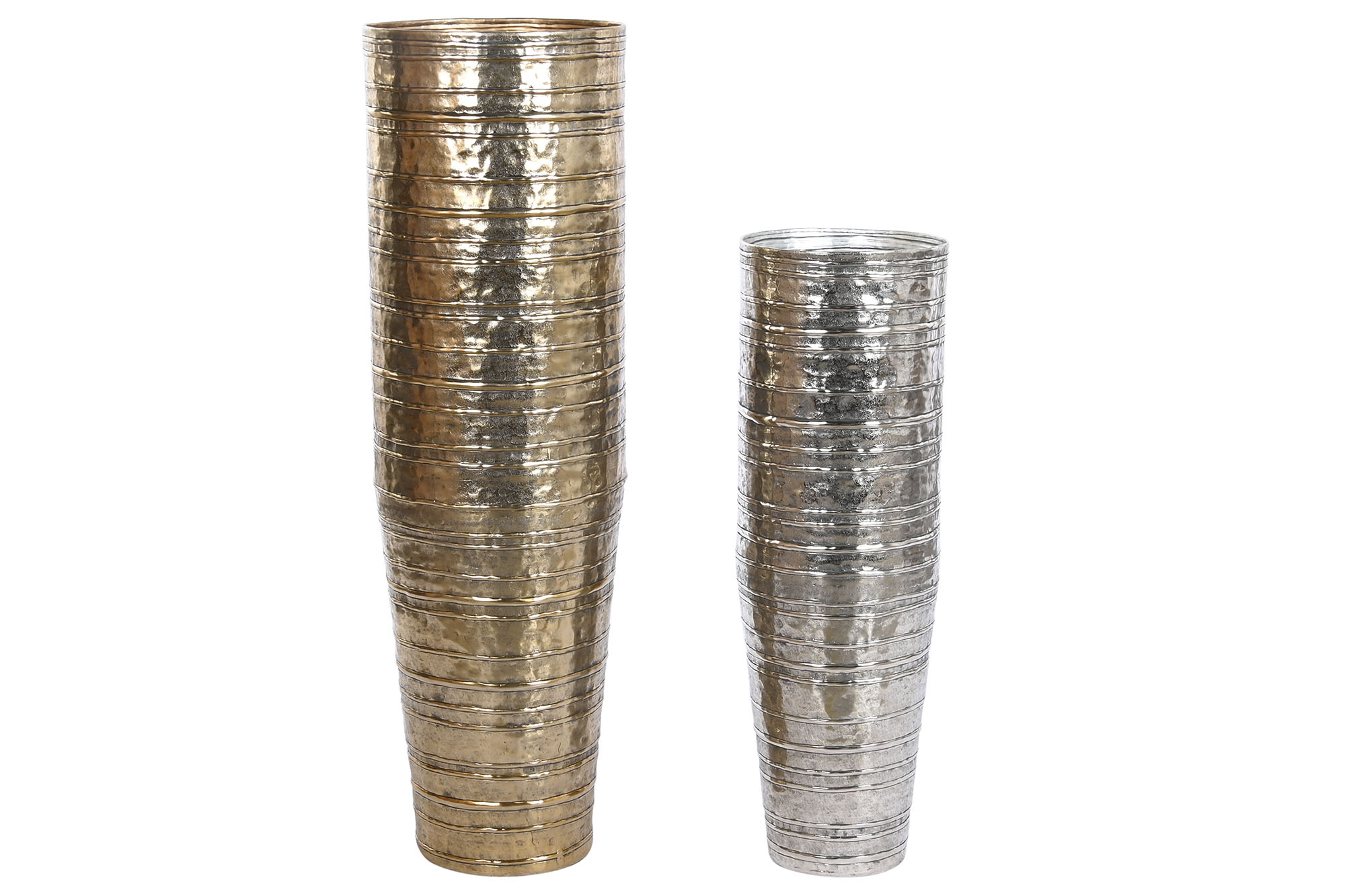 JARRON SET 2 ALUMINIO 31X31X106 DORADO
