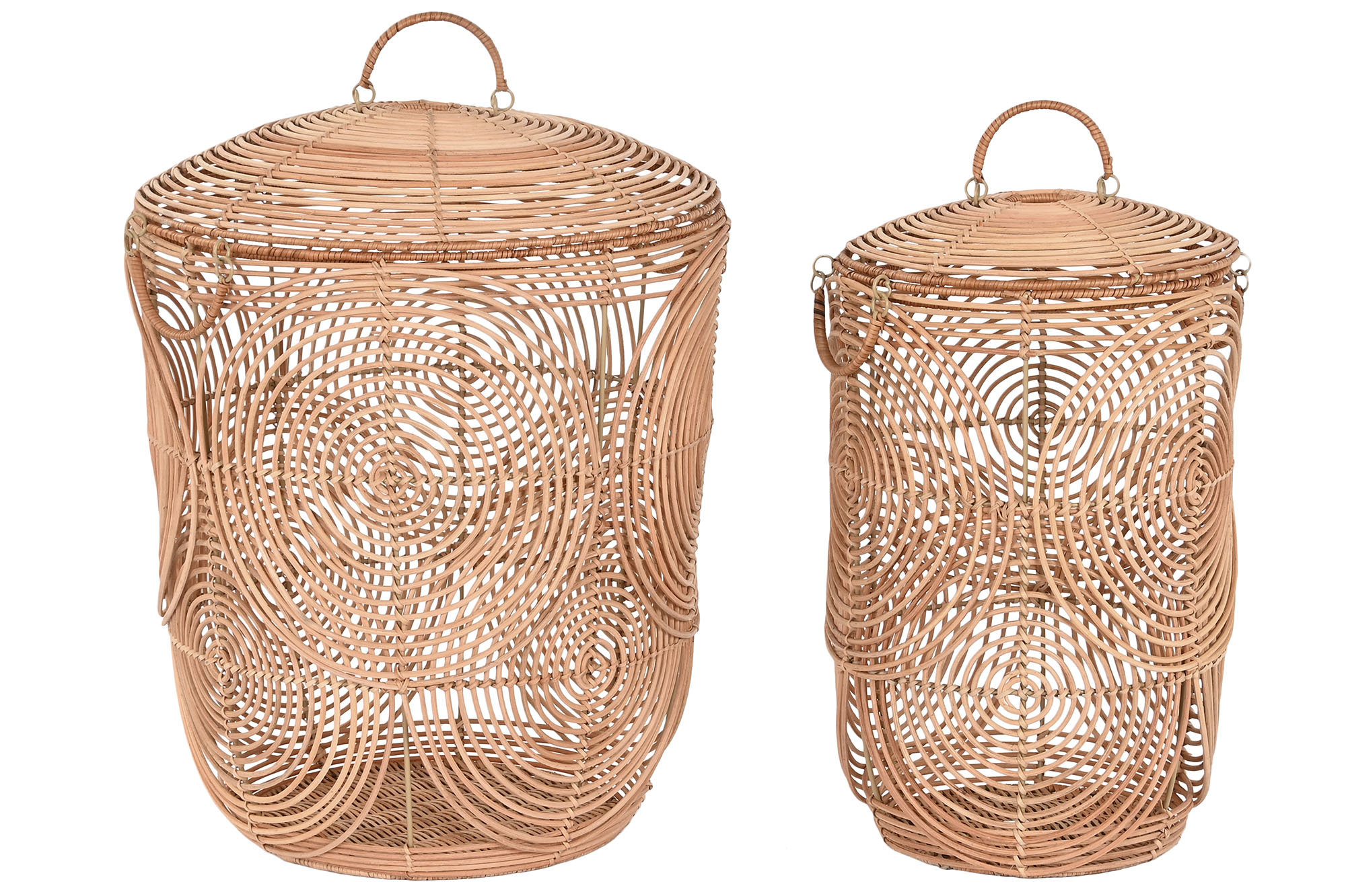 CESTA SET 2 RATAN 45X45X57 CON TAPA NATURAL