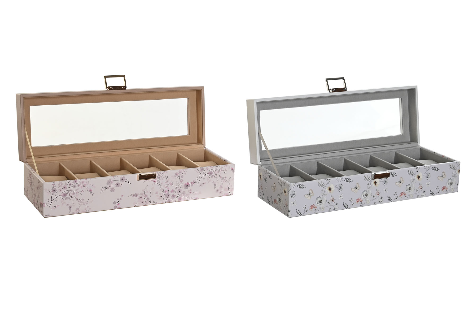 RELOJERO PU CRISTAL 33X11X9 6 RELOJES 2 SURT.