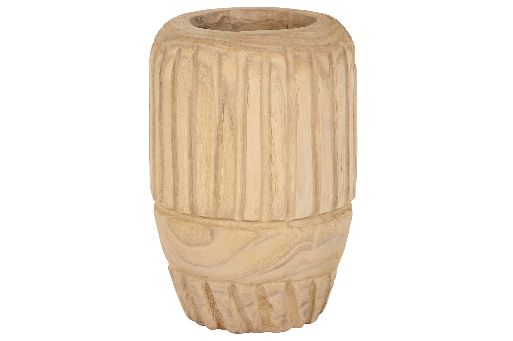 JARRON MADERA PAULOWNIA 29X29X42 TALLADO NATURAL