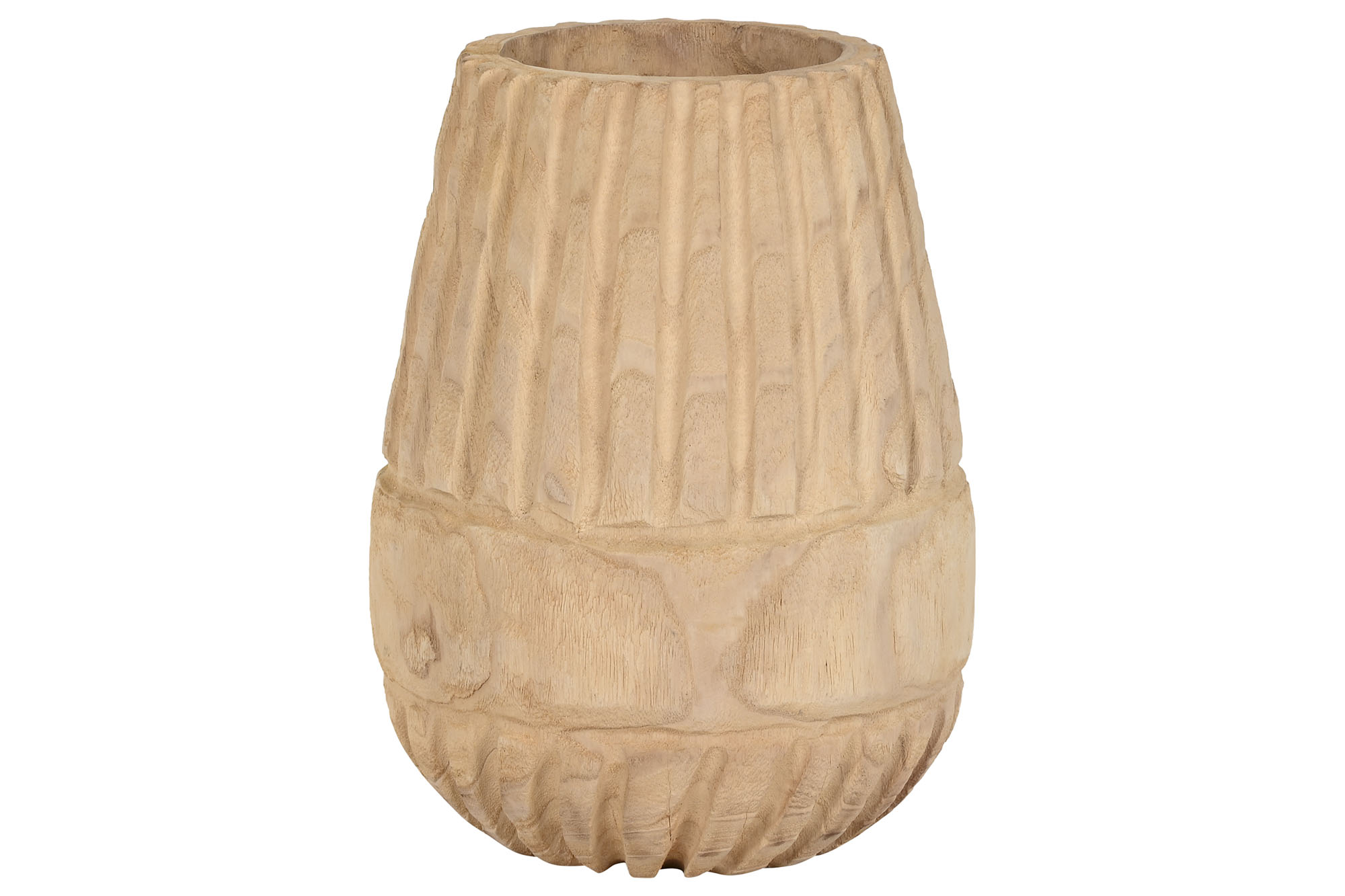 JARRON MADERA PAULOWNIA 32X32X42 TALLADO NATURAL