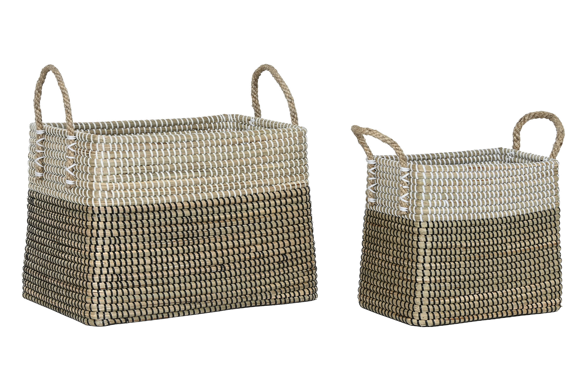 CESTA SET 2 SEAGRASS 44X25X38 TRIBAL BLANCO