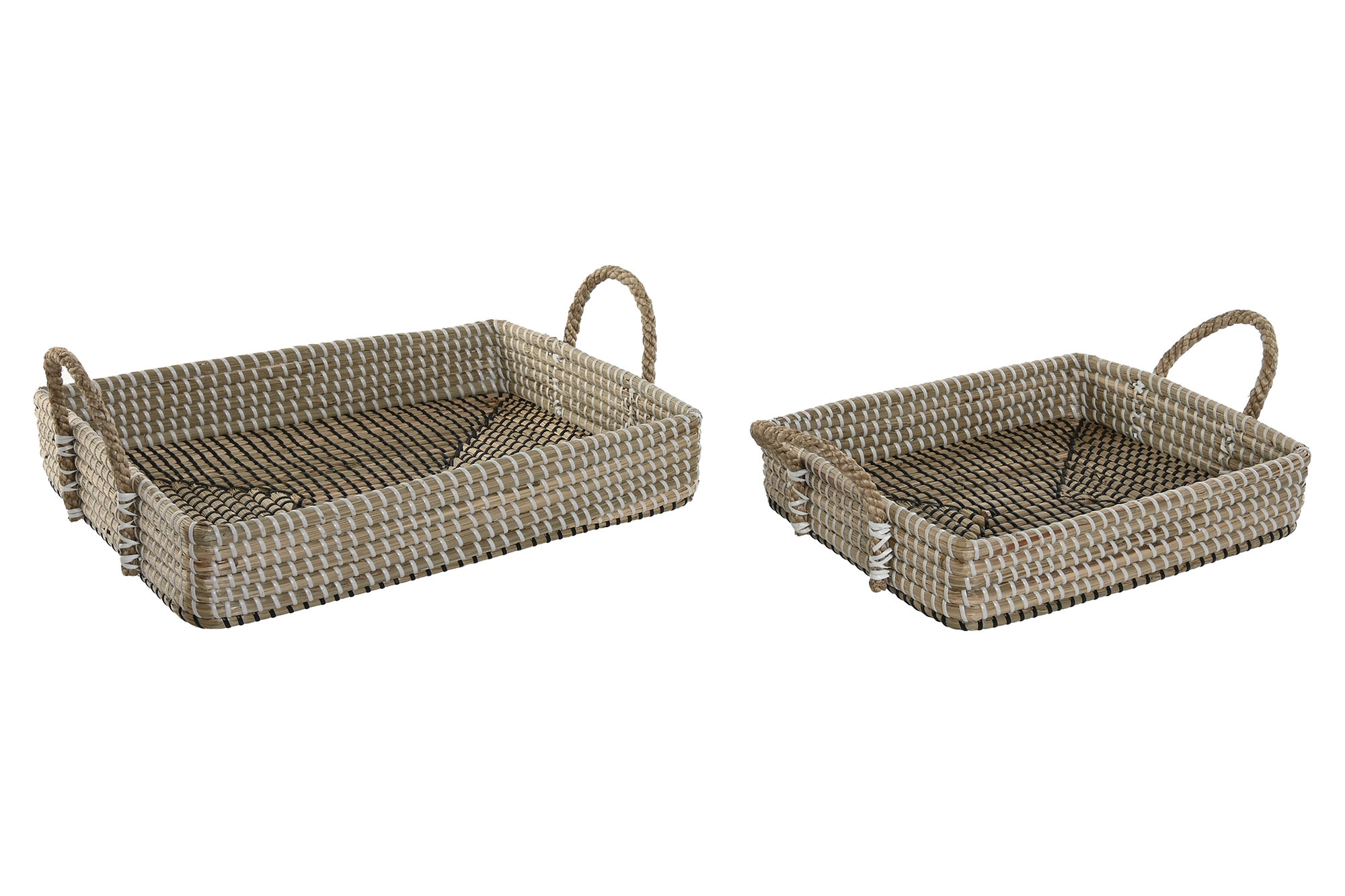 BANDEJA DECORACION SET 2 SEAGRASS PU 41X32X16