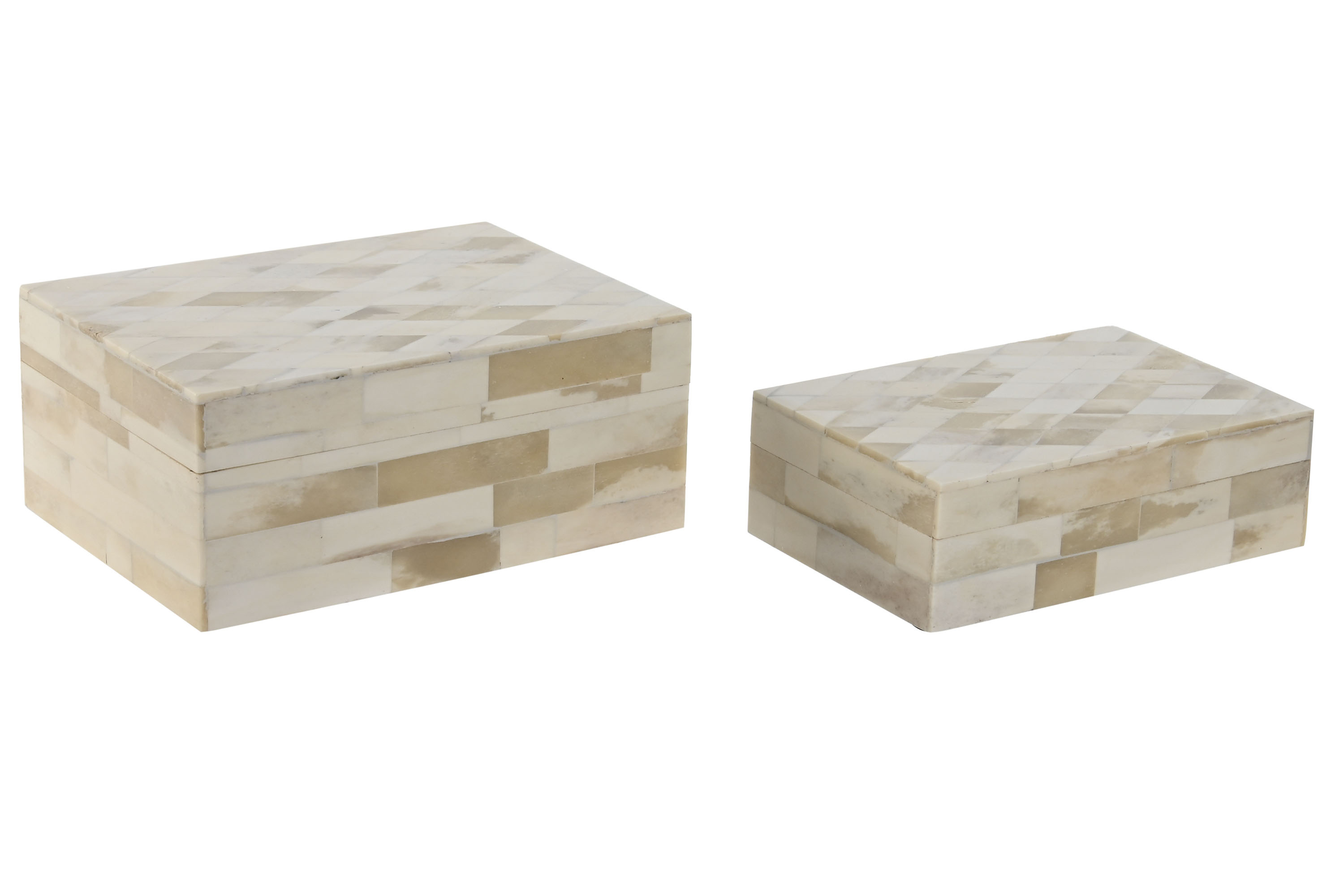 JOYERO SET 2 MANGO HUESO 18X13X7,7 rectangulos