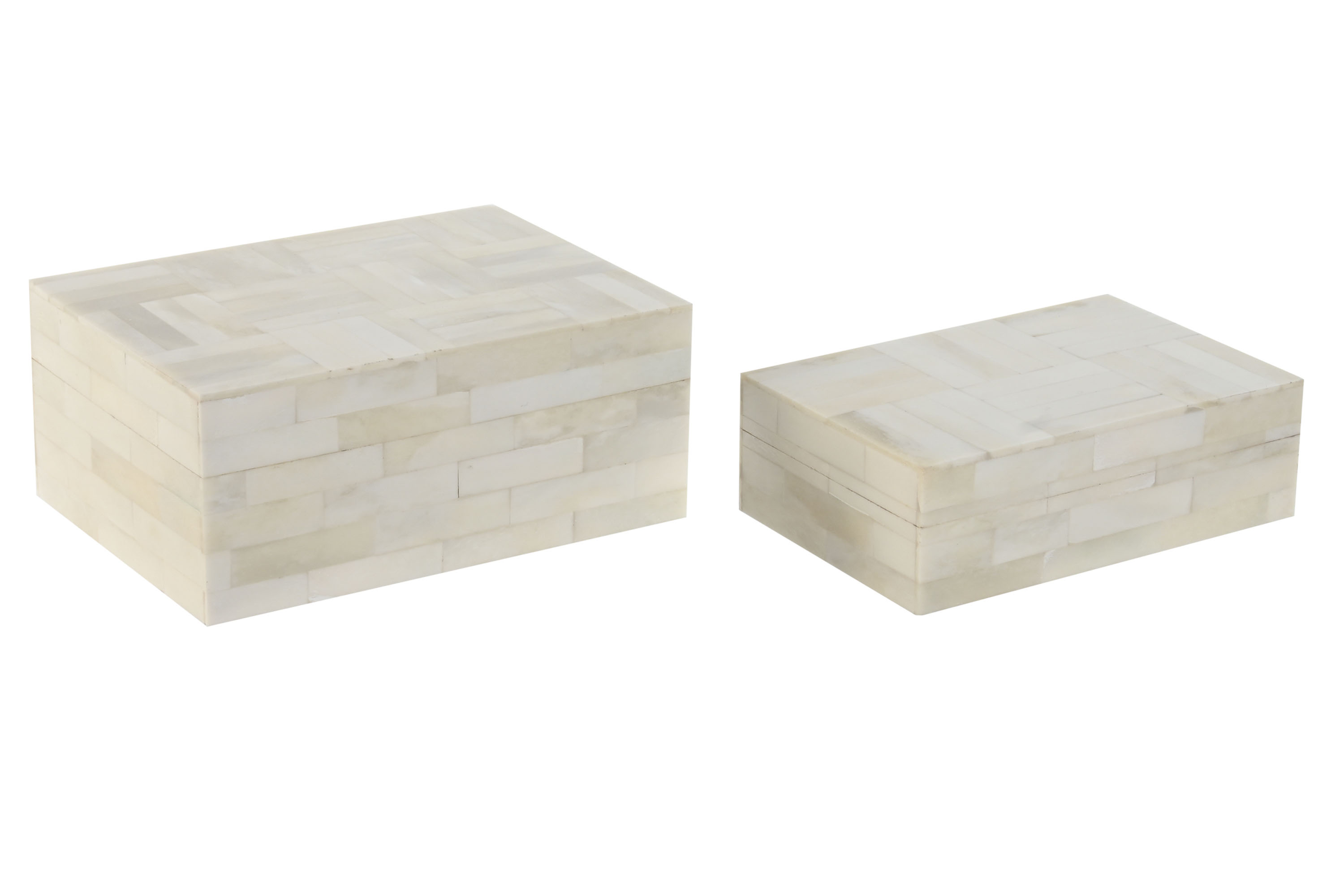 JOYERO SET 2 MANGO HUESO 18X13X7,7 RAYAS NATURAL