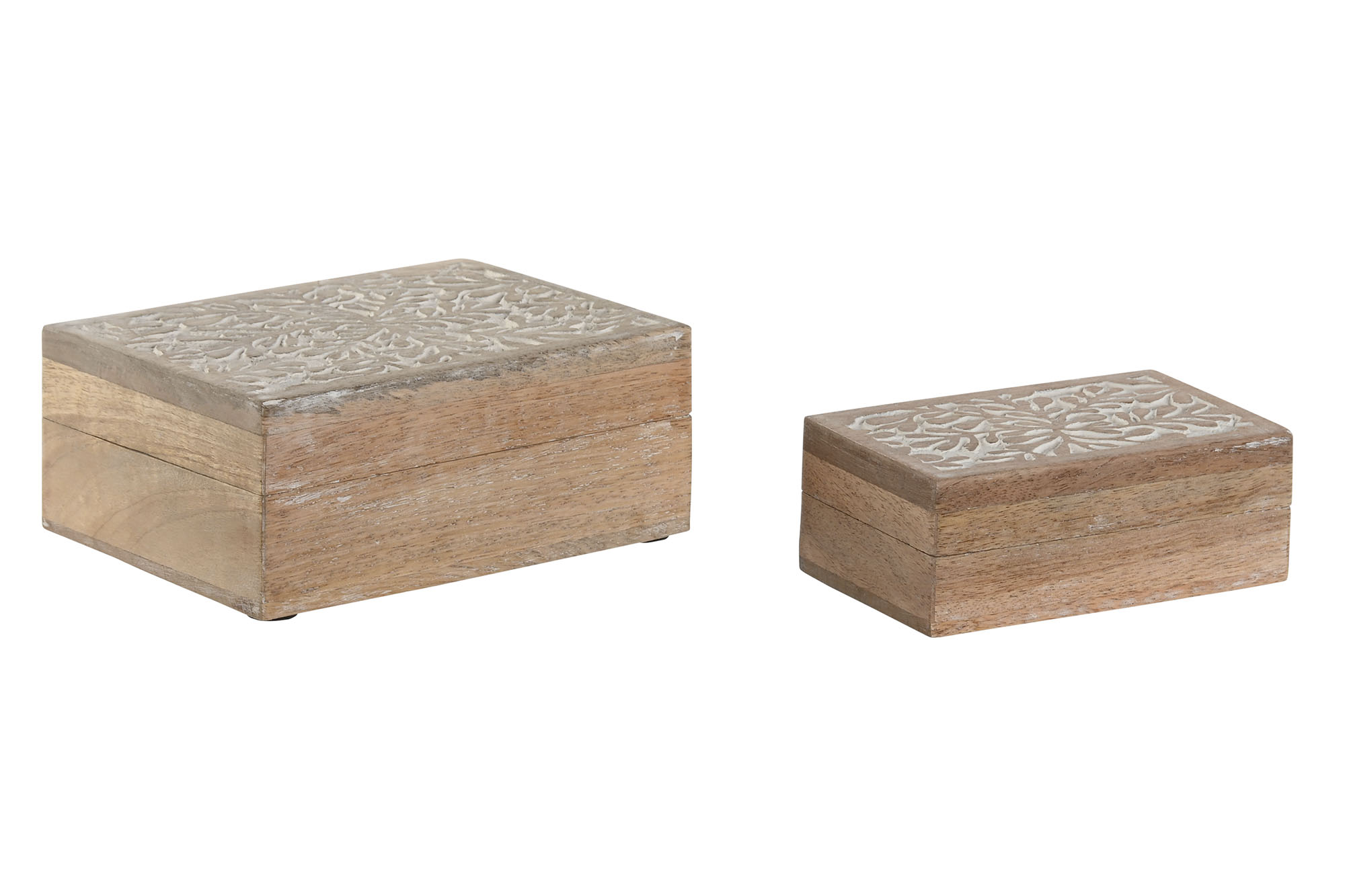 JOYERO SET 2 MANGO 18X13X7 FLORAL 3D BLANCO