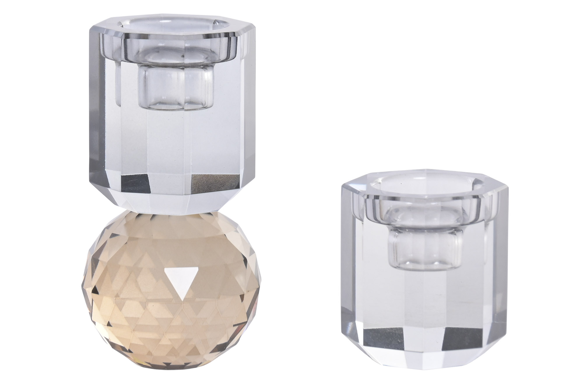 PORTAVELA SET 2 CRISTAL 7X7X14 GRIS