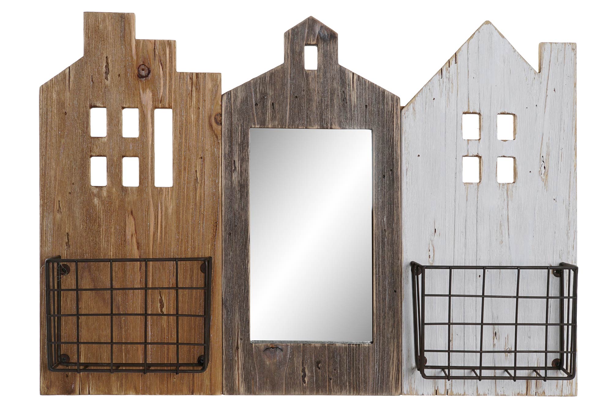 REVISTERO PAULOWNIA METAL 57X10X40 CASAS 3D MARRON