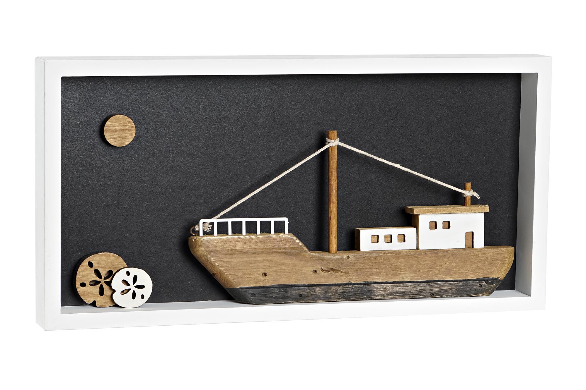 DECORACION MADERA 40X3,5X20 BARCO BLANCO