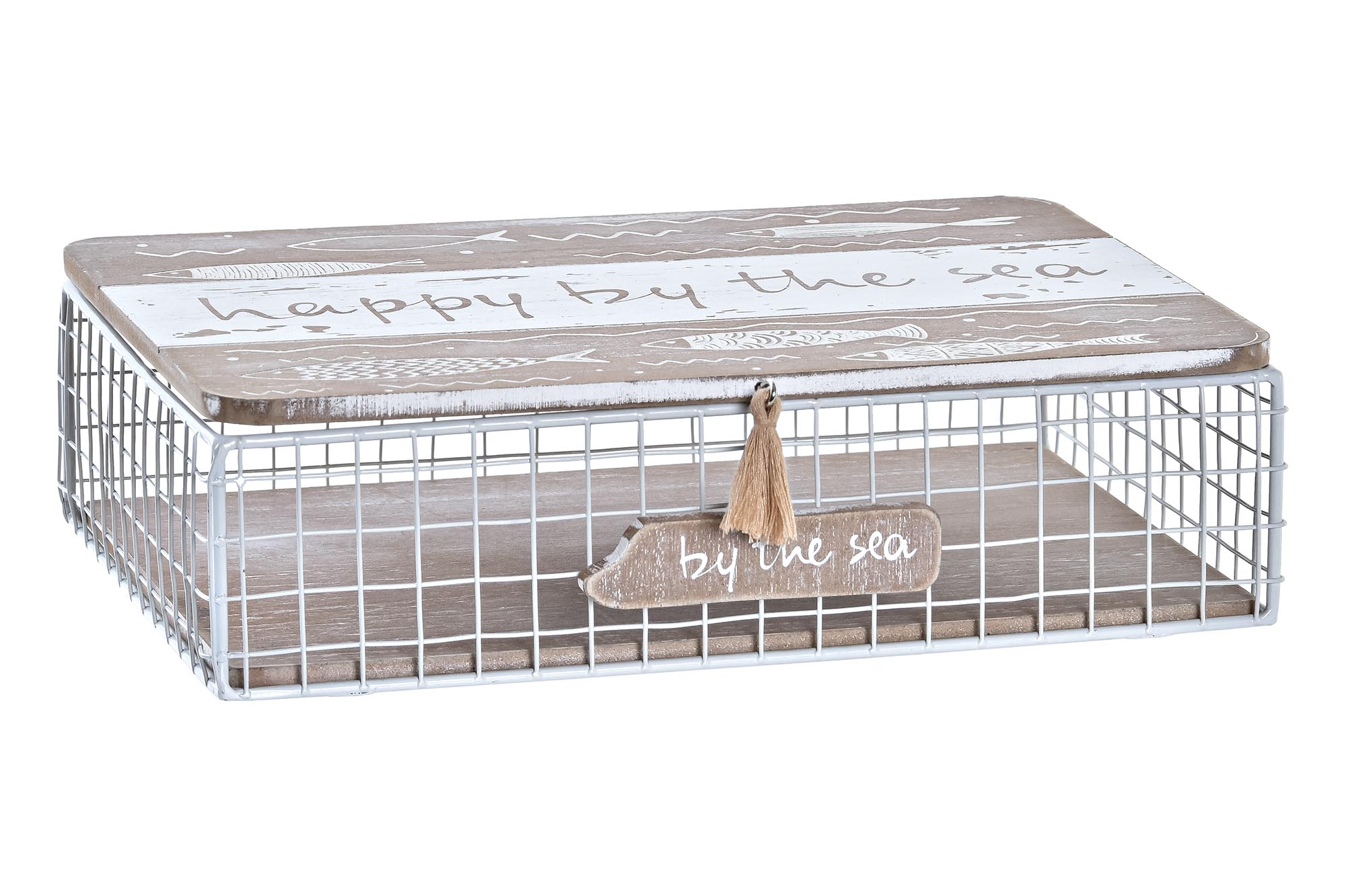 CAJA MADERA METAL 24X16X6 PECES MARRON