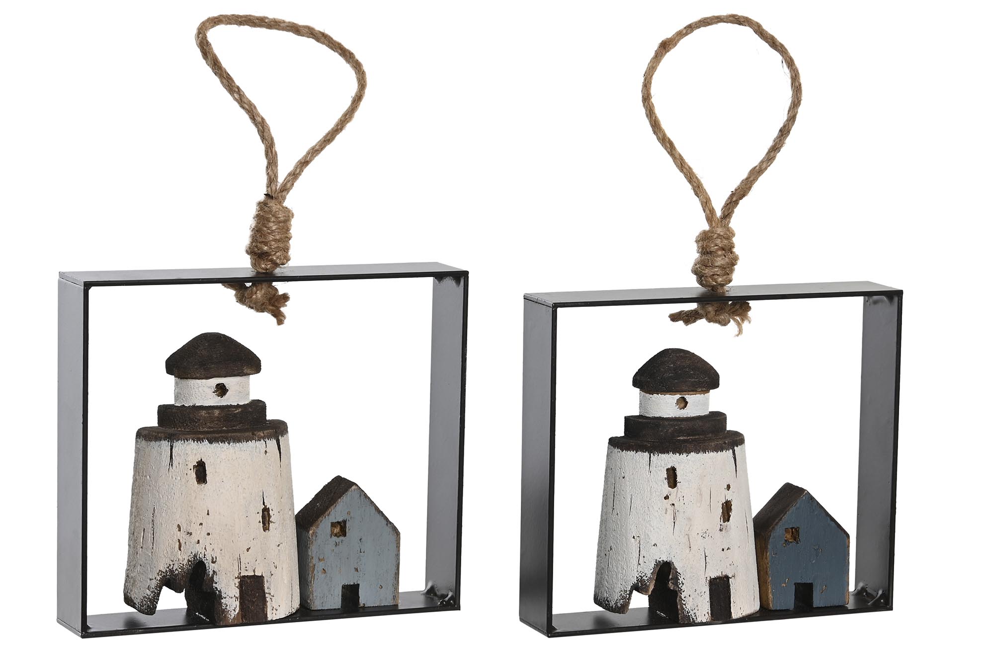 DECORACION PARED MADERA METAL 15X3X13 FARO 2 SURT.