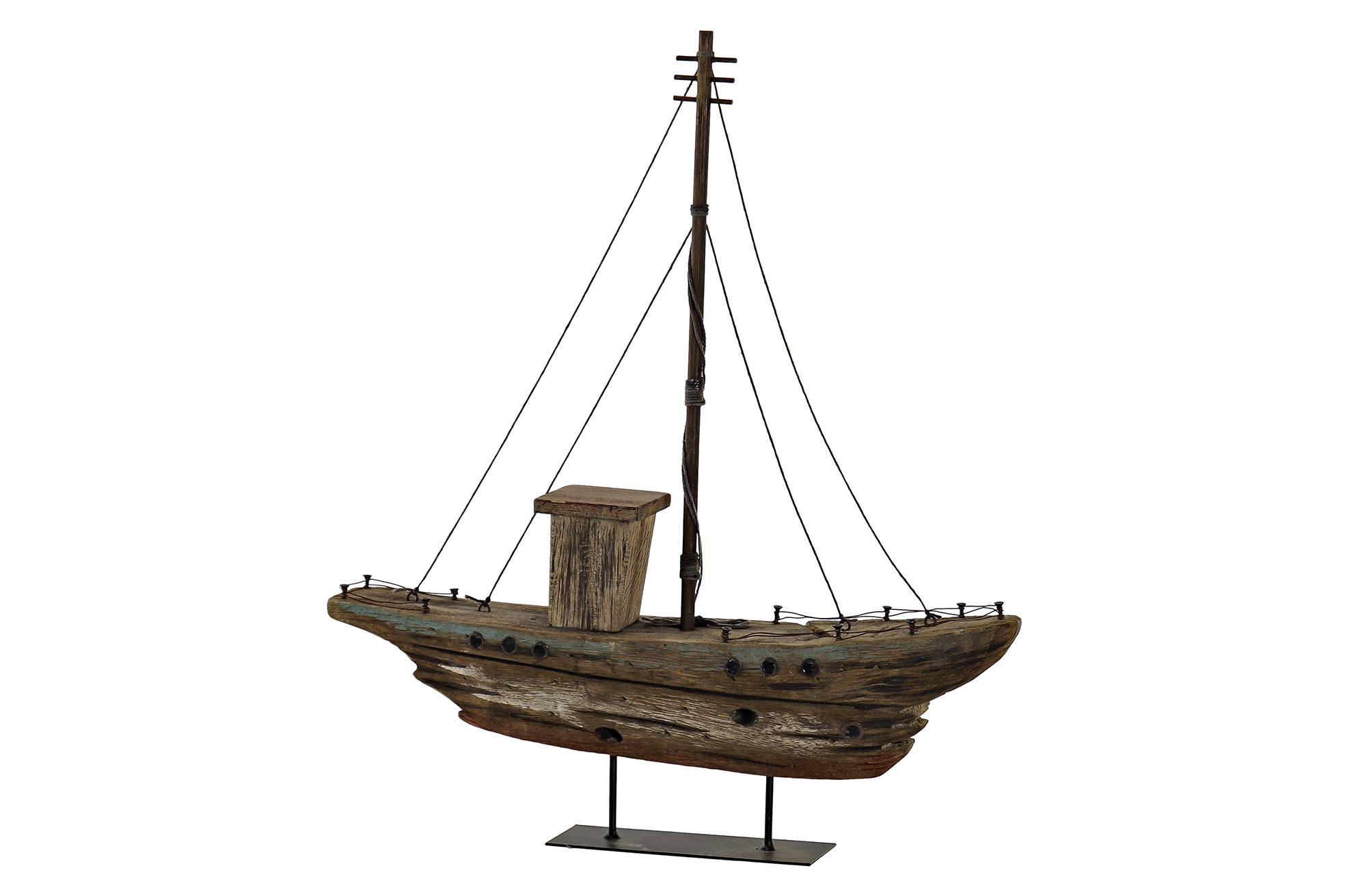 FIGURA MADERA METAL 39X8X44 BARCO DESGASTADO