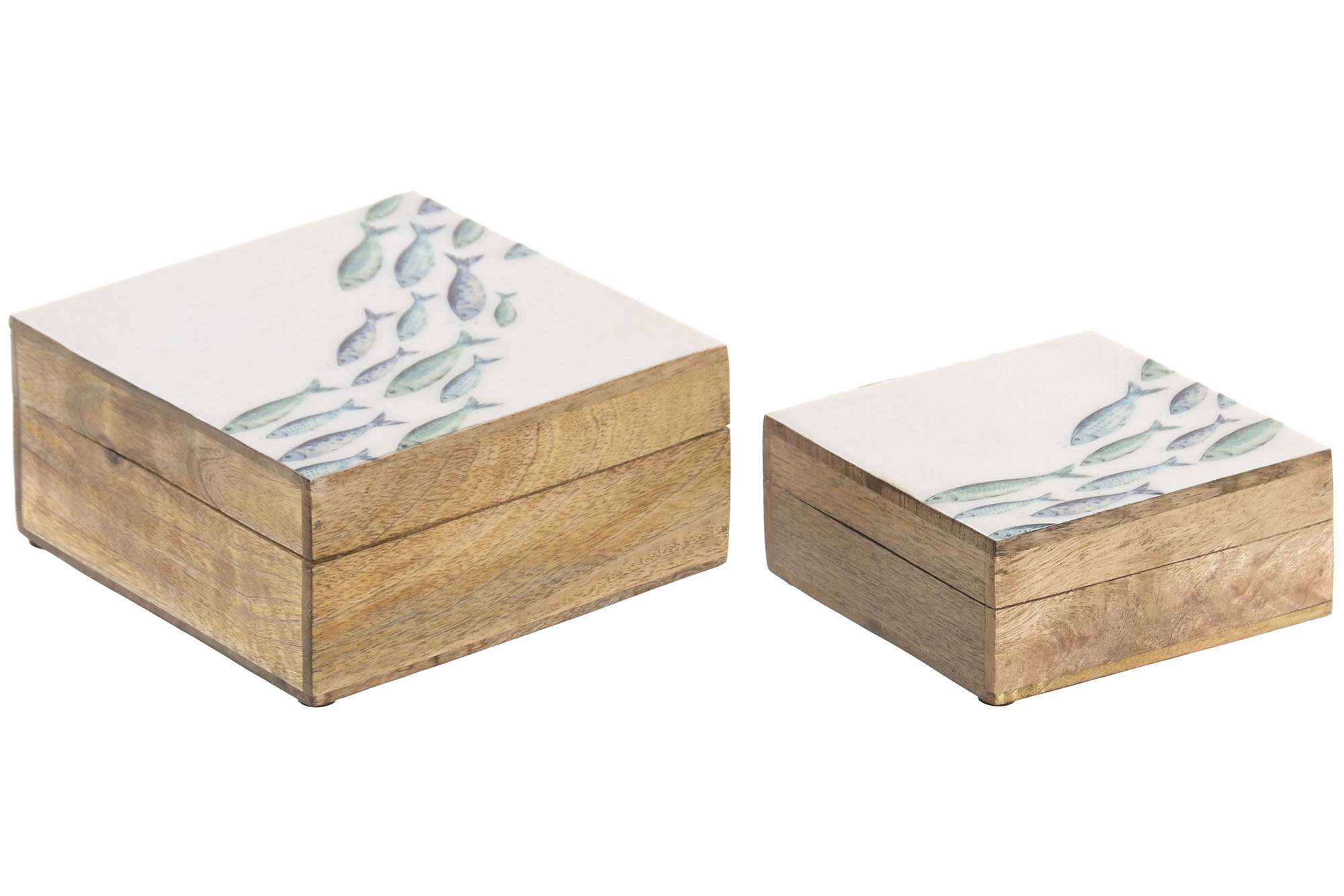 CAJA SET 2 MANGO 18X17X8,5 PECES LACADO BLANCO
