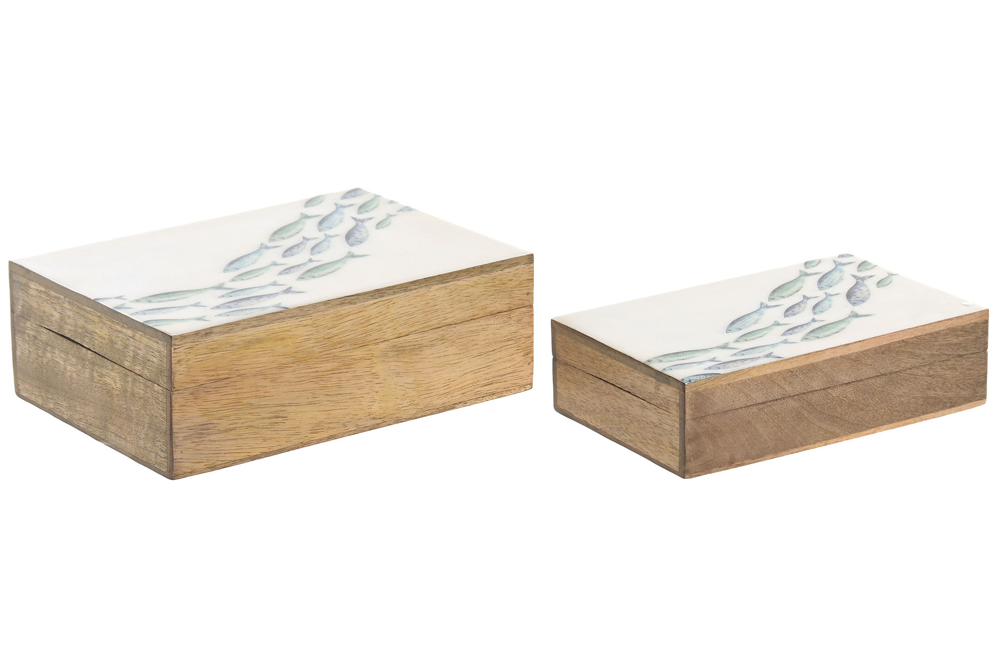 CAJA SET 2 MANGO 25X17,5X8 PECES LACADO BLANCO
