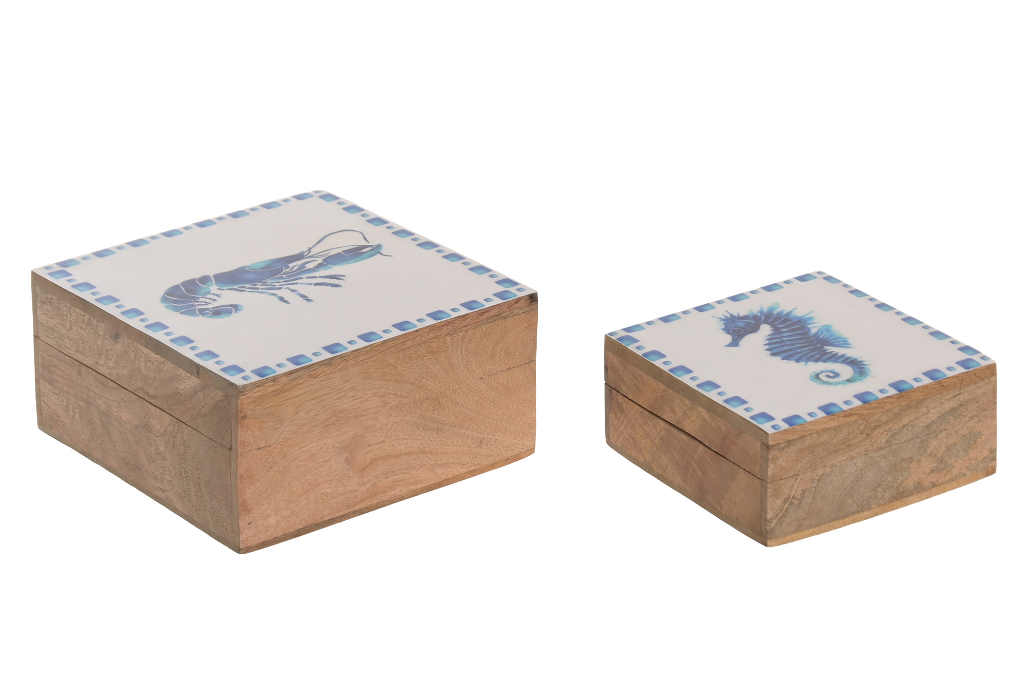 CAJA SET 2 MANGO 18X17X8,5 LANGOSTA LACADO BLANCO