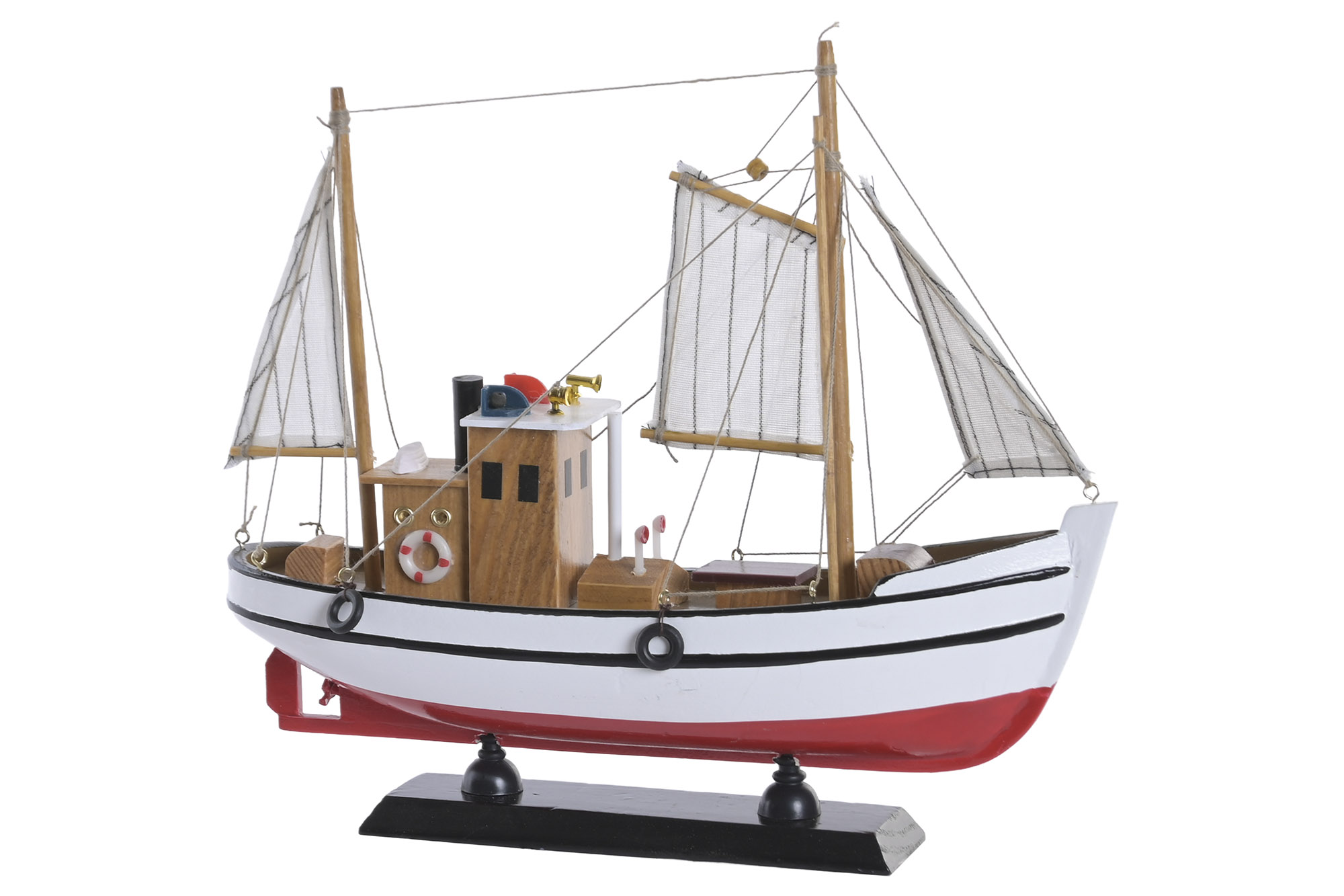 BARCO MADERA 30X8X28 PESQUERO BLANCO