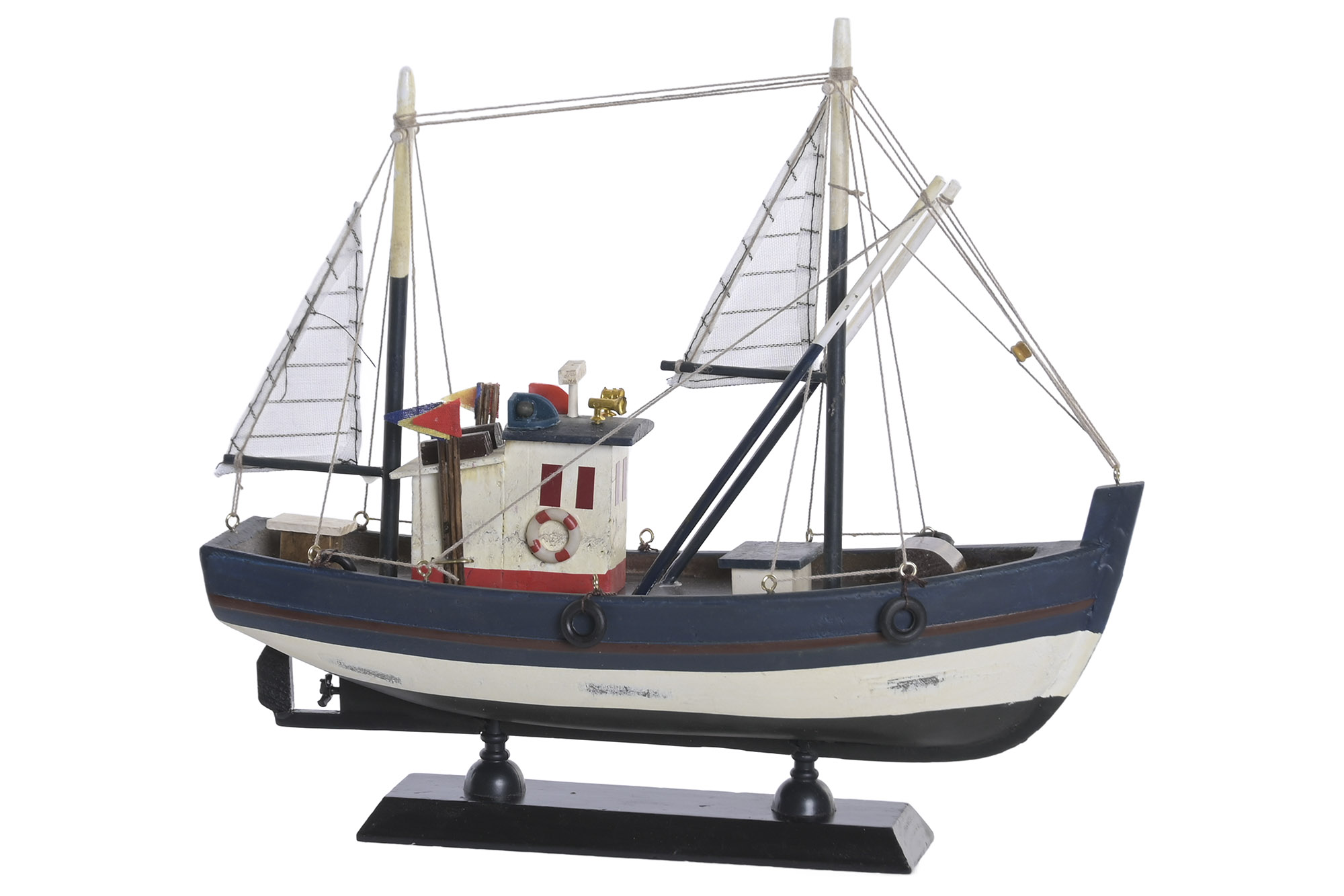 BARCO MADERA 30X8X28 PESQUERO BLANCO