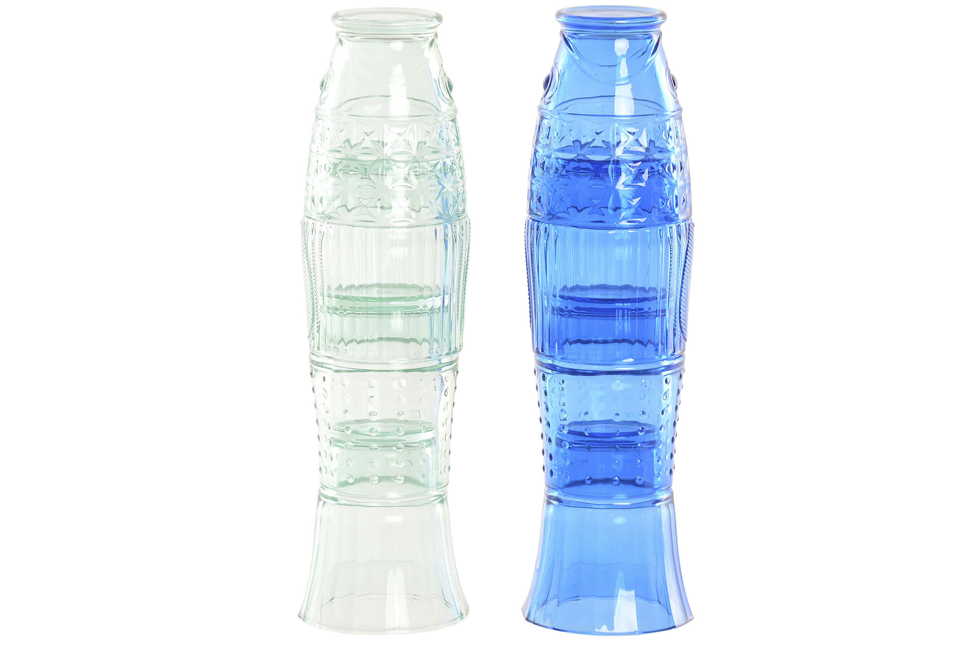 VASO SET 4 CRISTAL 8X8X27 PEZ RELIEVE 2 SURT.