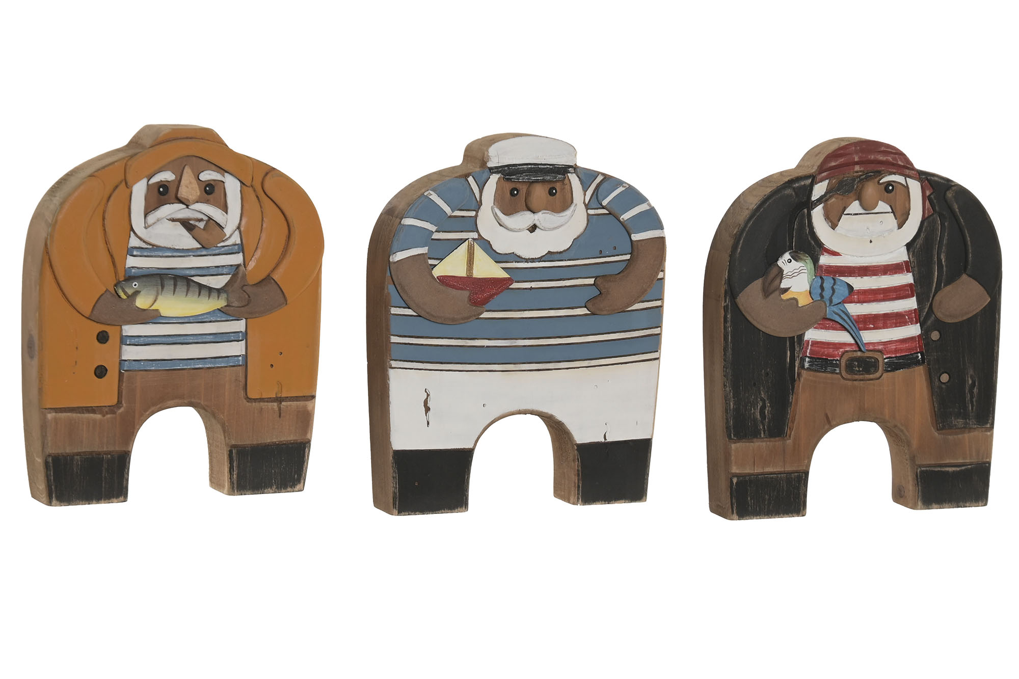 FIGURA MADERA RECICLADA 20X4X24 MARINERO 3 SURT.
