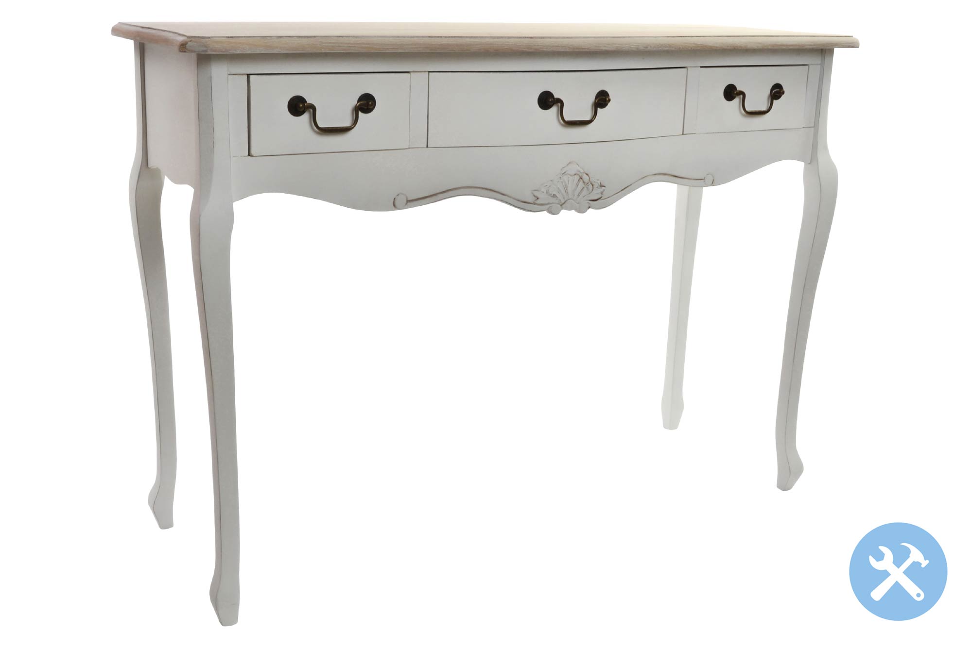 CONSOLA MADERA 110X40X79 3 CAJONES NATURAL BLANCO