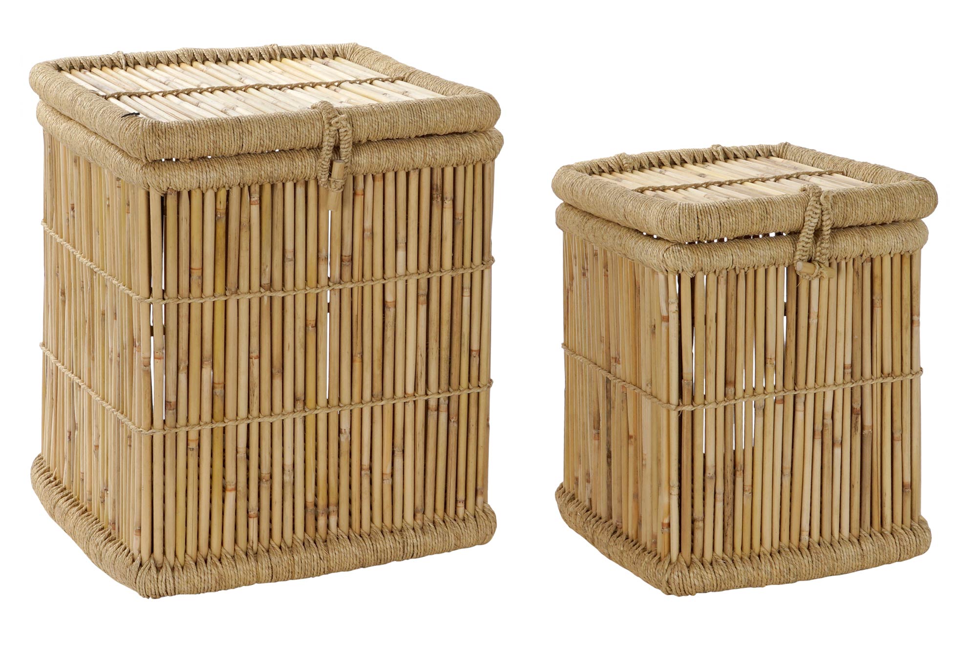 CESTA SET 2 BAMBU CUERDA 46X46X55 NATURAL NATURAL