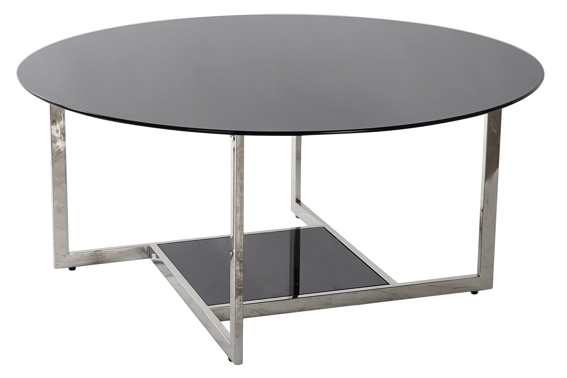 MESA CENTRO ACERO CRISTAL 100X100X45 NEGRO