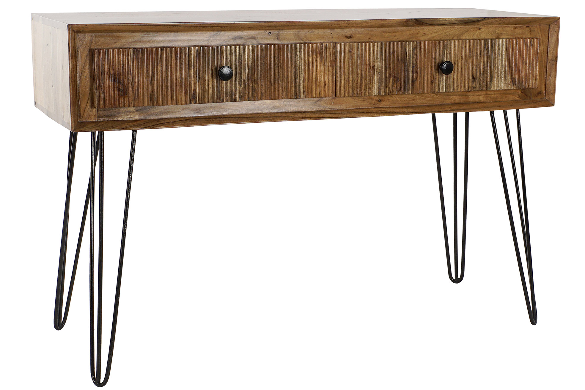 CONSOLA ACACIA METAL 118X40X77 MARRON