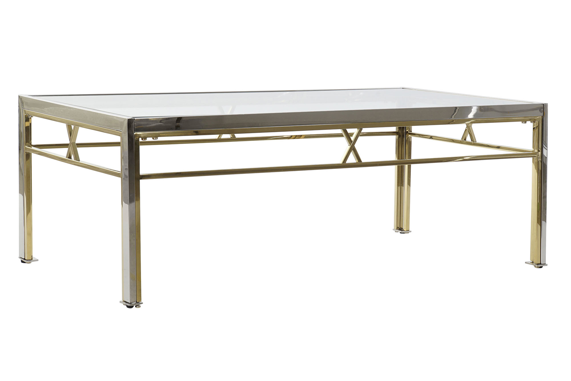 MESA CENTRO ACERO CRISTAL 110X60X40 PLATEADO