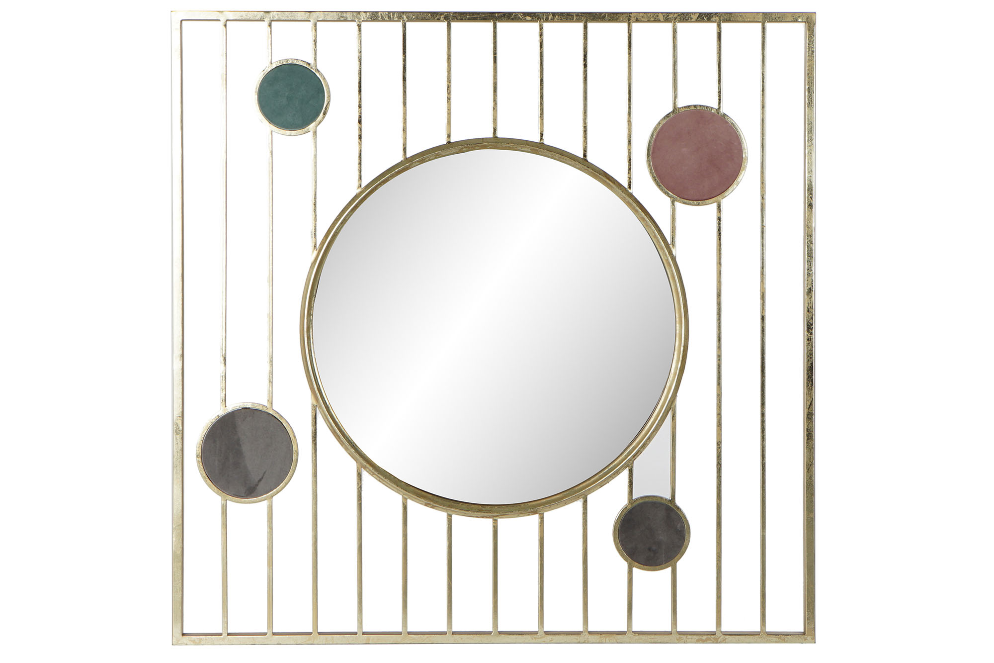 ESPEJO METAL CRISTAL 100X2X100 CIRCULOS DORADO