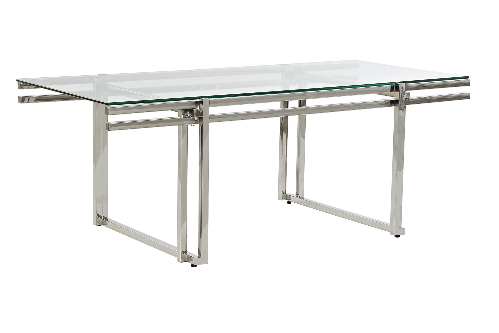 MESA CENTRO INOX CRISTAL 120X60X45 PLATEADO