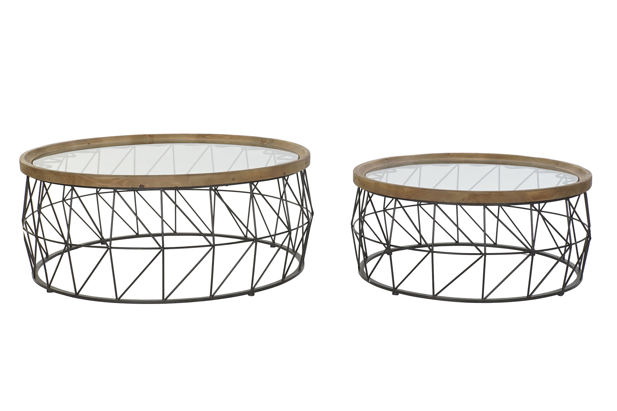 MESA CENTRO SET 2 METAL CRISTAL 100X100X43 CRISTAL